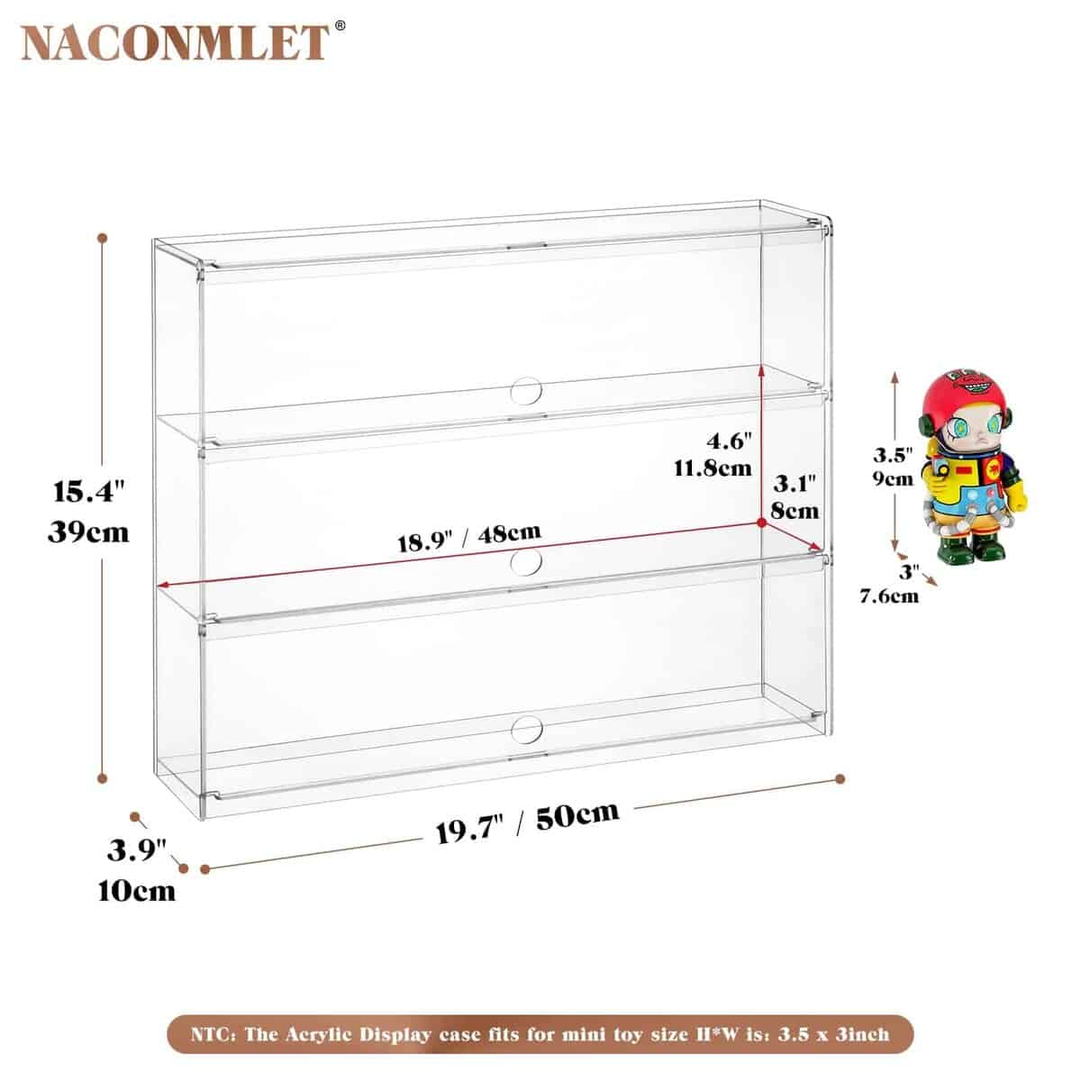 Vitrina de Acrílico Transparente Naconmlet con Luz LED para - Imagen 3