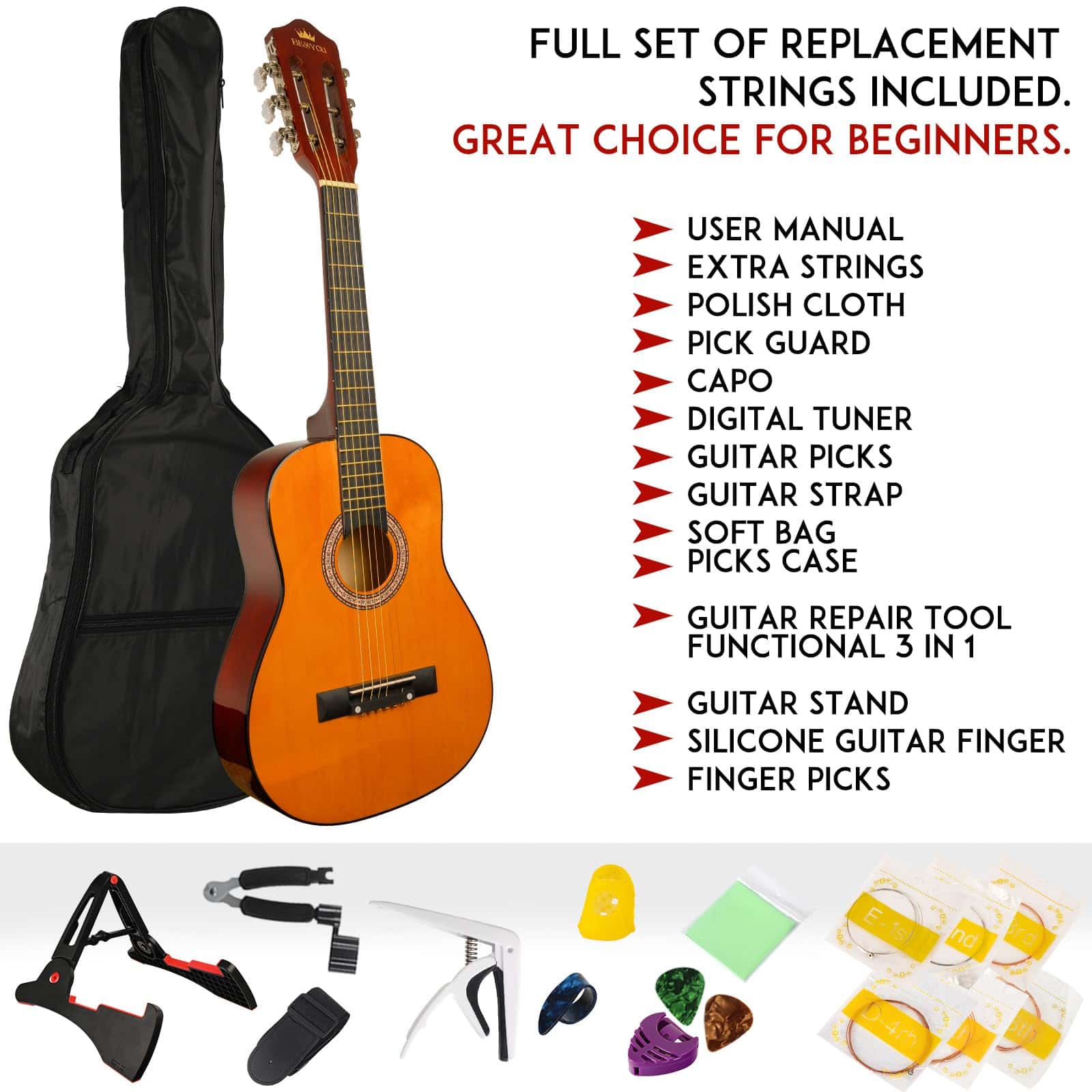 Guitarra Acústica para Principiantes BESYOU de 30 Pulgadas - Imagen 3