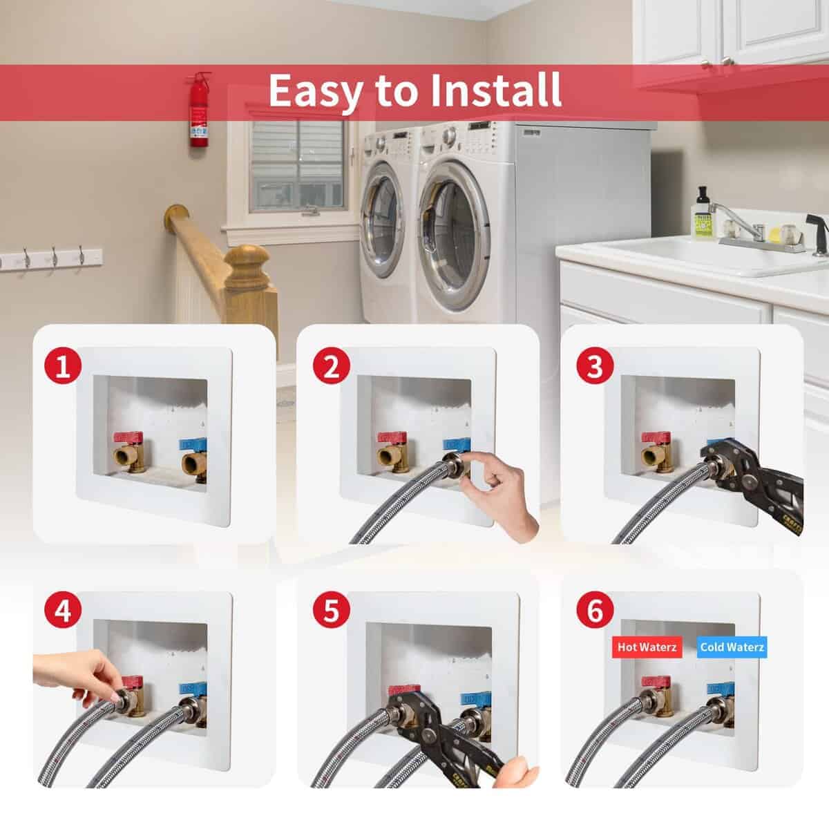 2 Pack 10 FT Mangueras de Lavadora de Acero Inoxidable con - Imagen 7