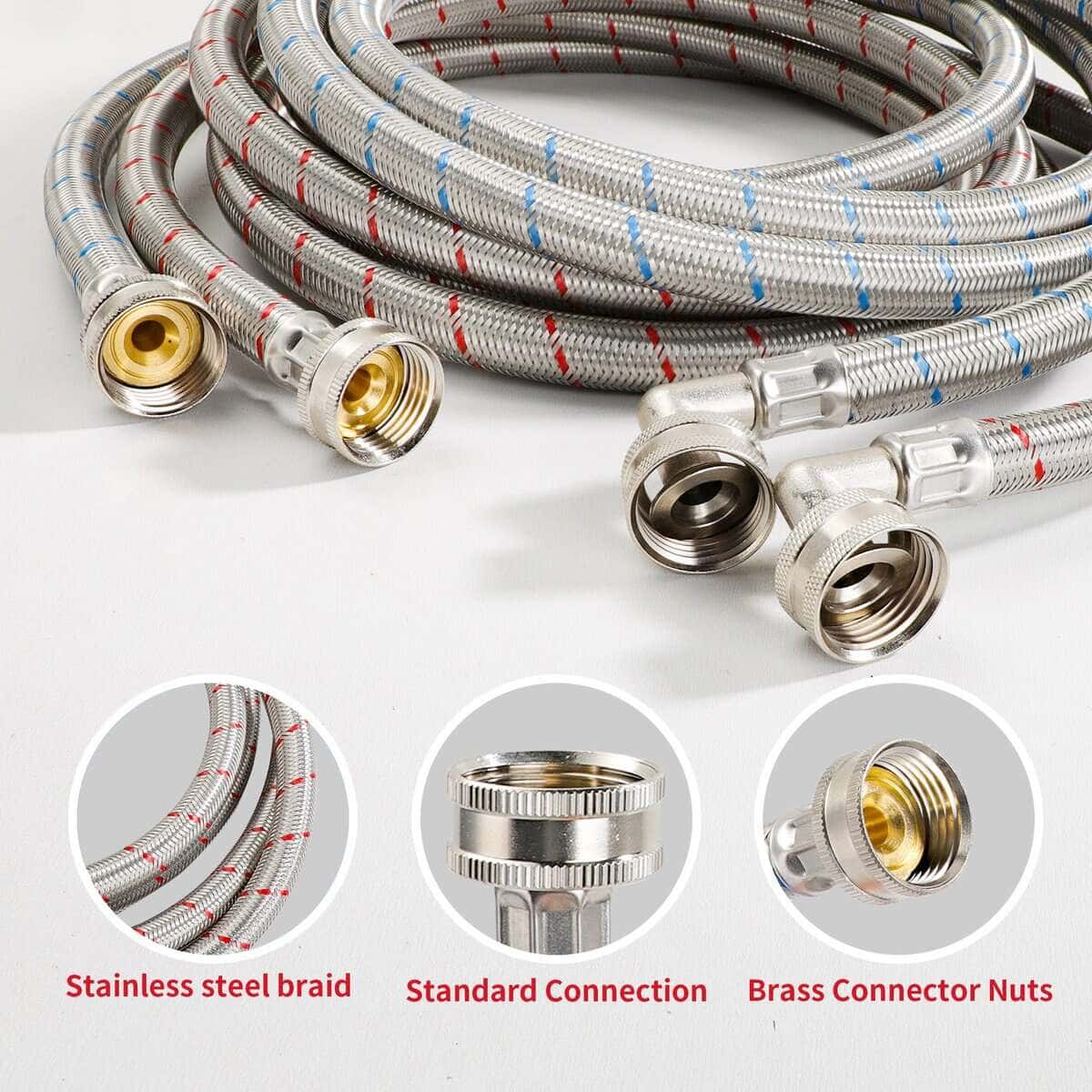 2 Pack 10 FT Mangueras de Lavadora de Acero Inoxidable con - Imagen 8