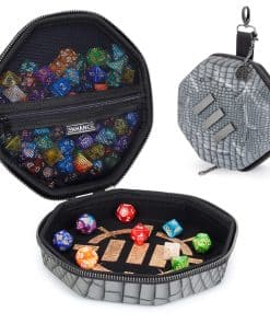 ENHANCE DnD Dice Tray and Dice Case - Edición de -Plata de D