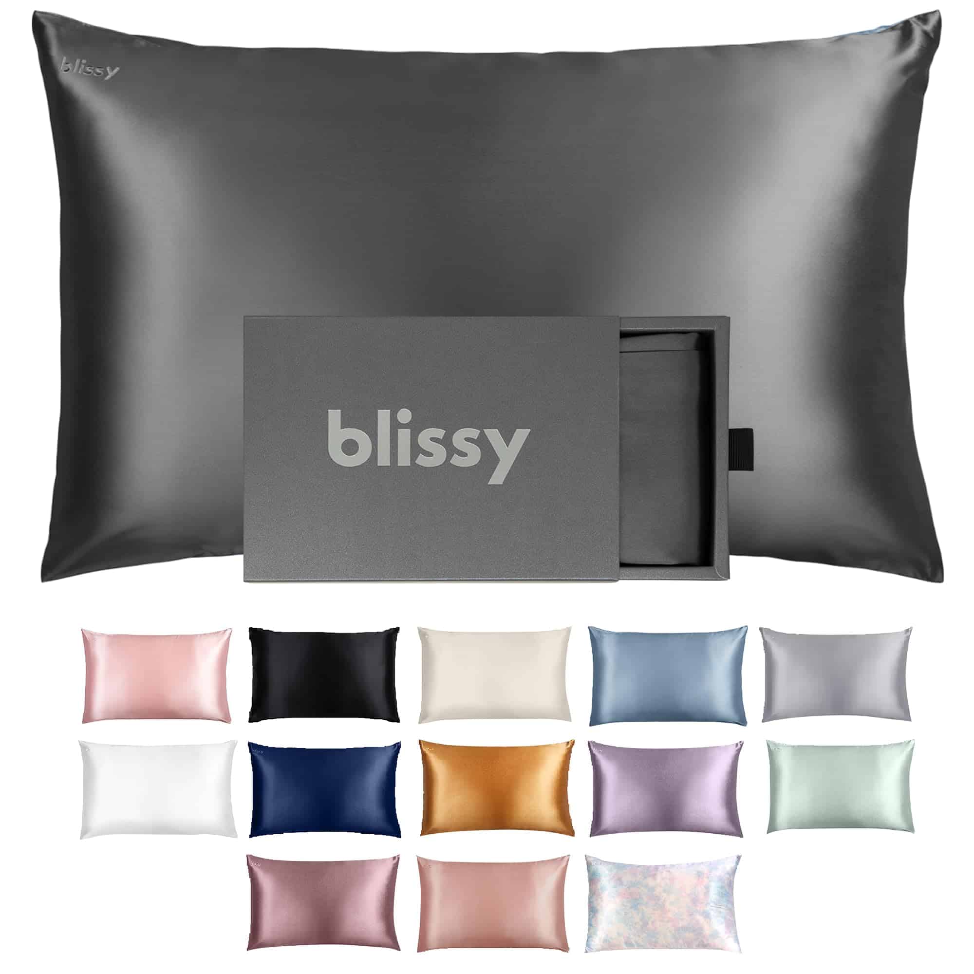 Funda de Almohada de Seda Blissy - 100% Seda de -Gris