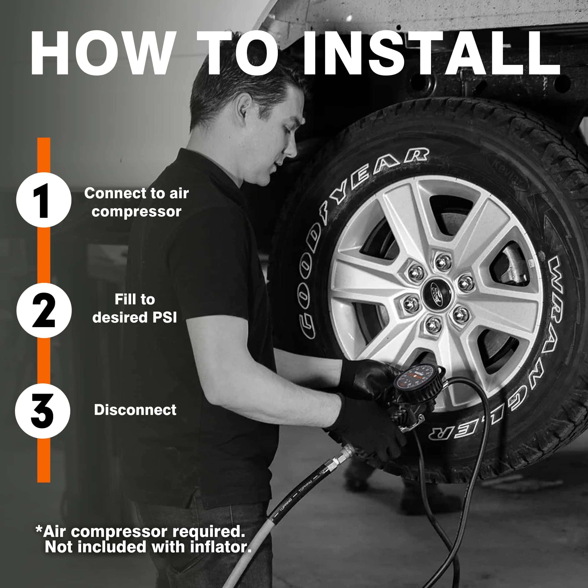 Inflador de neumáticos analógico portátil Flate Mate con - Imagen 3
