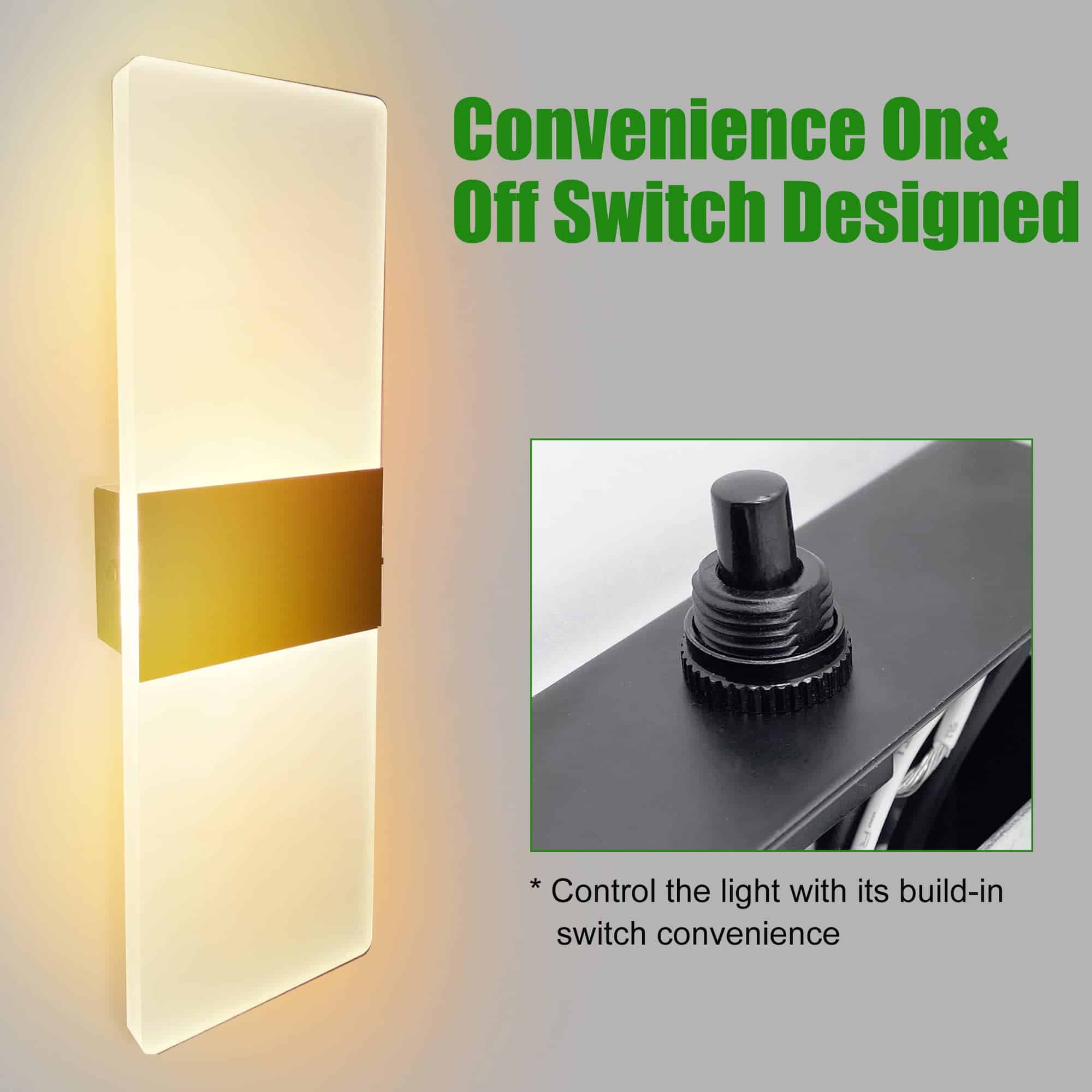 Homdec 2Pack RV Lámpara de Pared LED con Interruptor, - Imagen 3