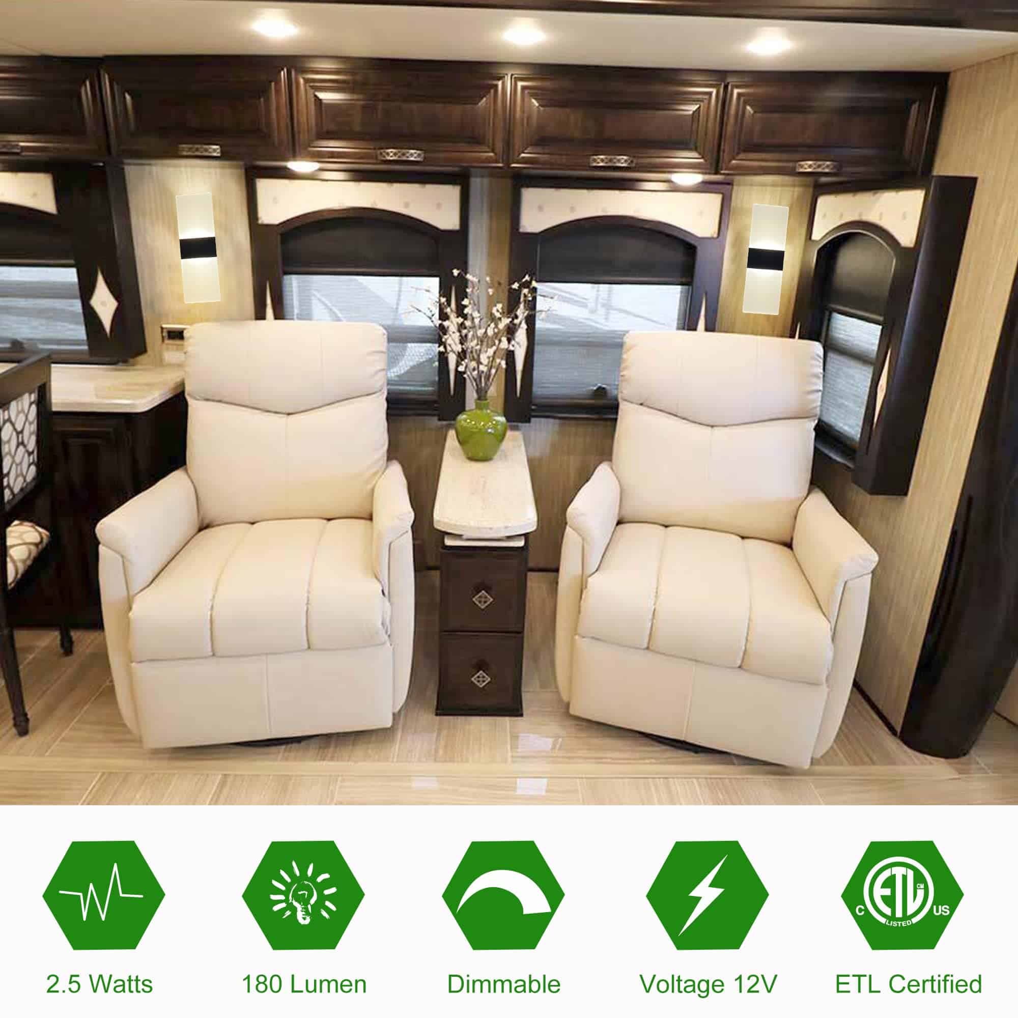 Homdec 2Pack RV Lámpara de Pared LED con Interruptor, - Imagen 4