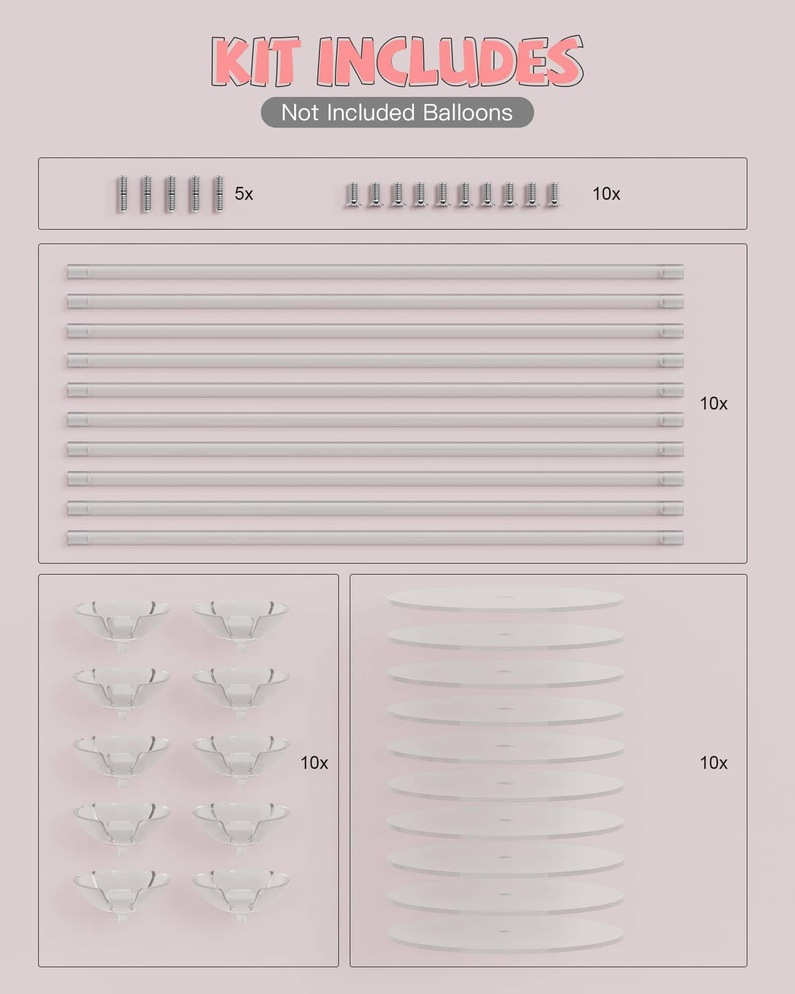 YALLOVE Kit de Soporte de Acrílico Transparente para Globos - Imagen 4