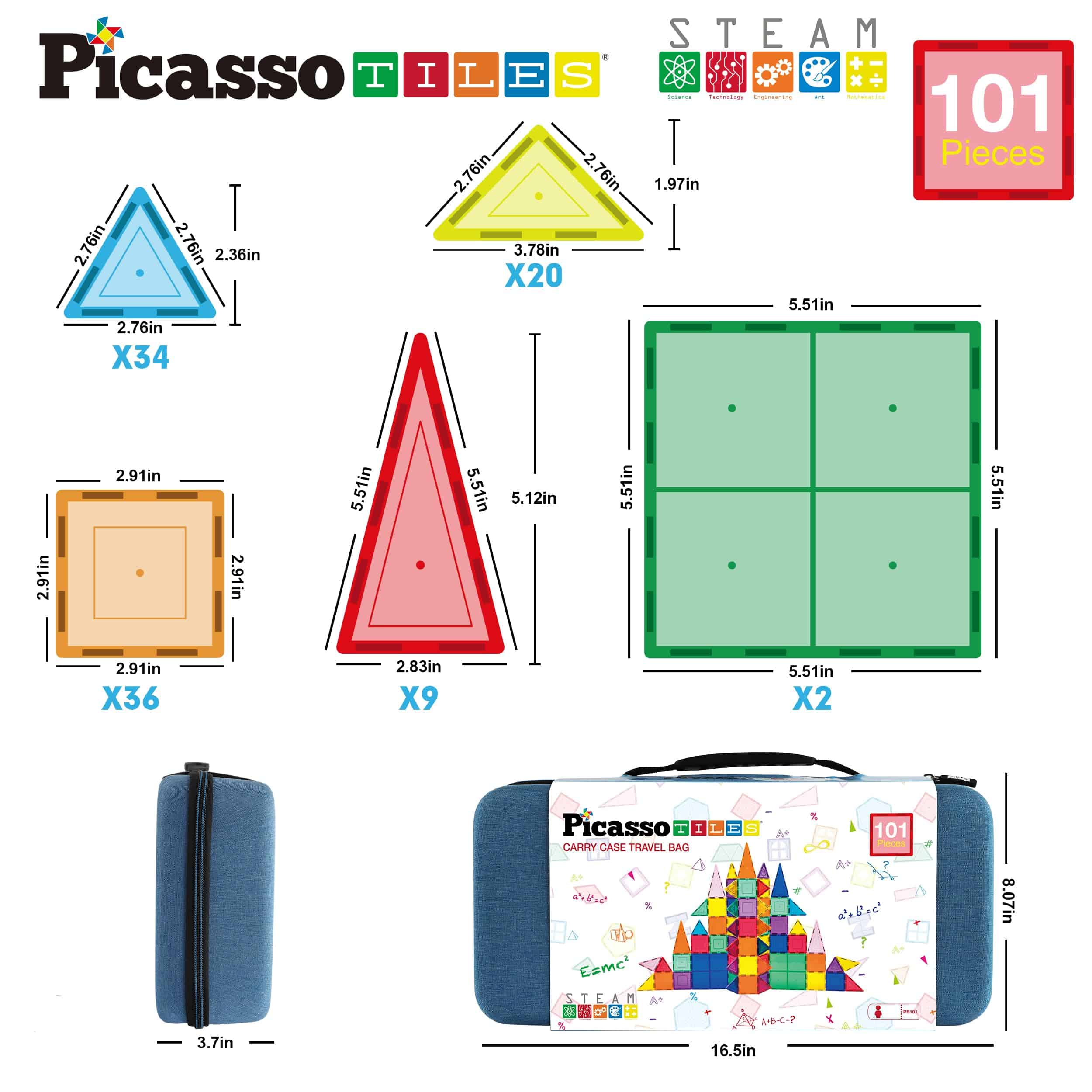 Juego de bloques magnéticos PicassoTiles 101 piezas + - Imagen 8