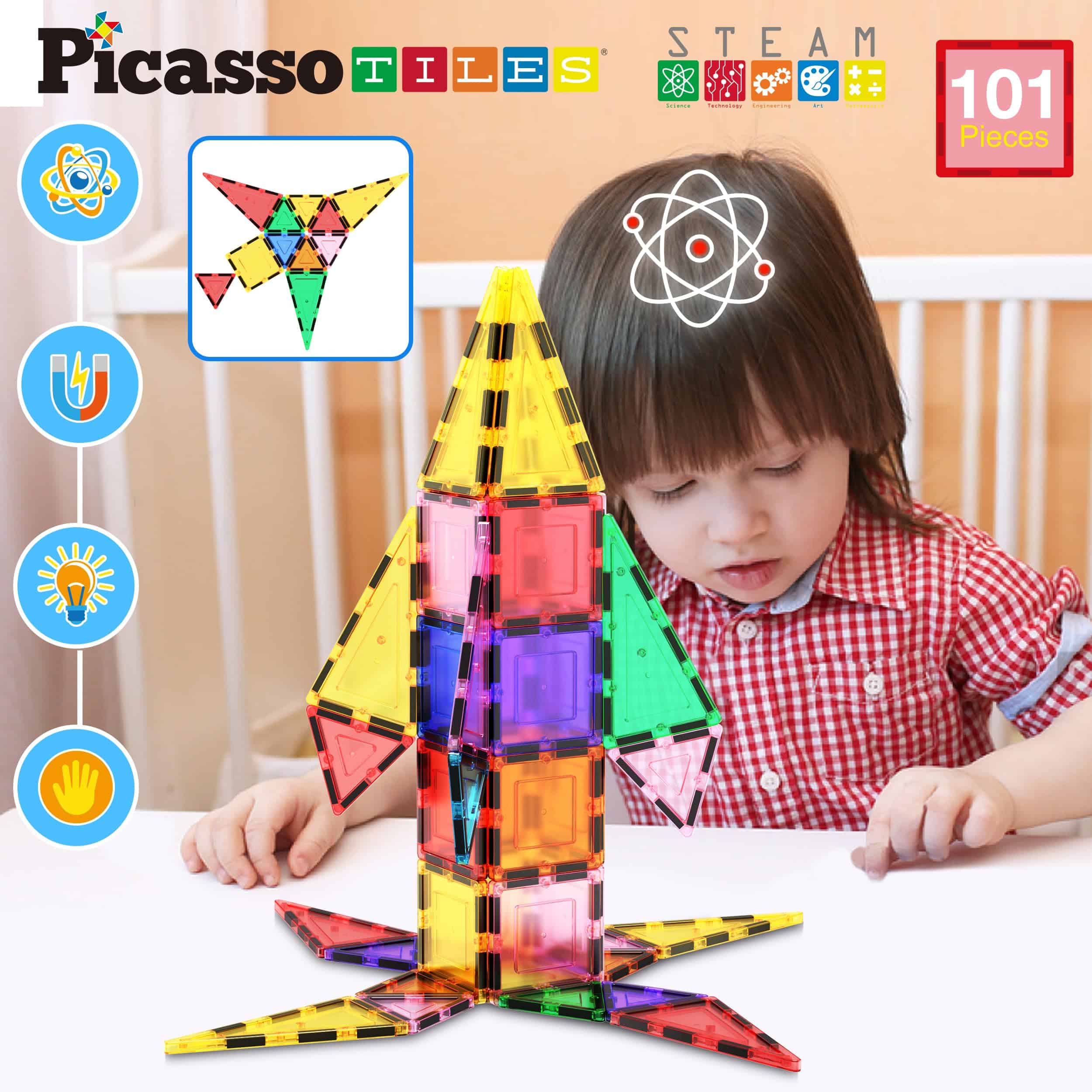 Juego de bloques magnéticos PicassoTiles 101 piezas + - Imagen 6