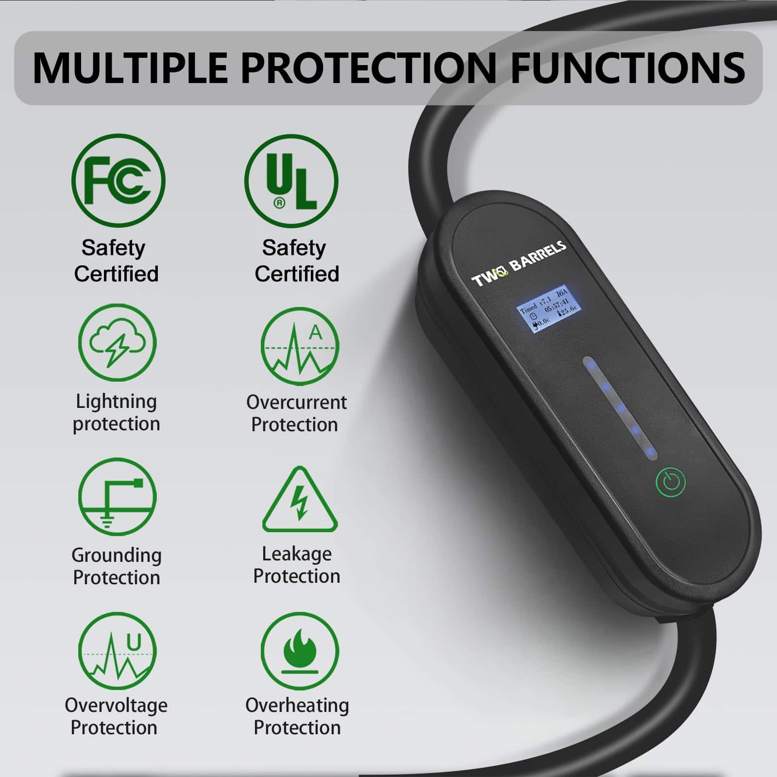 Cargador portátil Twobarrels Level 1-2, 16Amp 110-240V 26 - Imagen 6