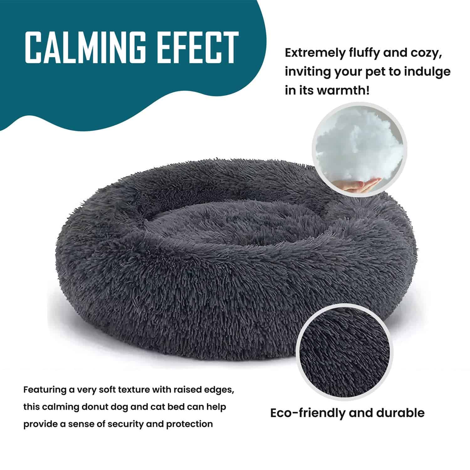 Cama relajante para perros Earthgenics - Cama esponjosa y - Imagen 4