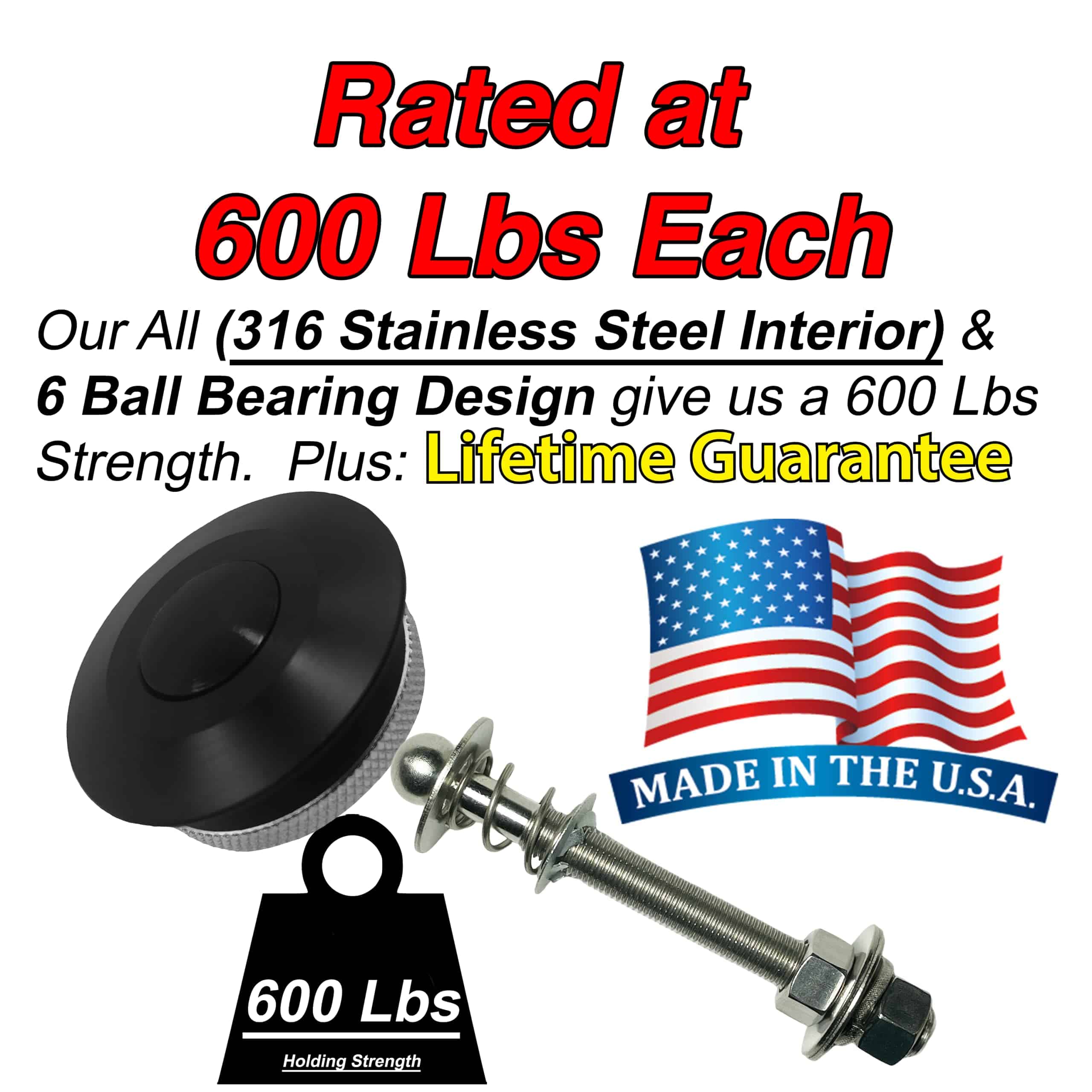 Set de 2 Pasadores de Capó de Botón Rápido de 1.75" Hechos - Imagen 3