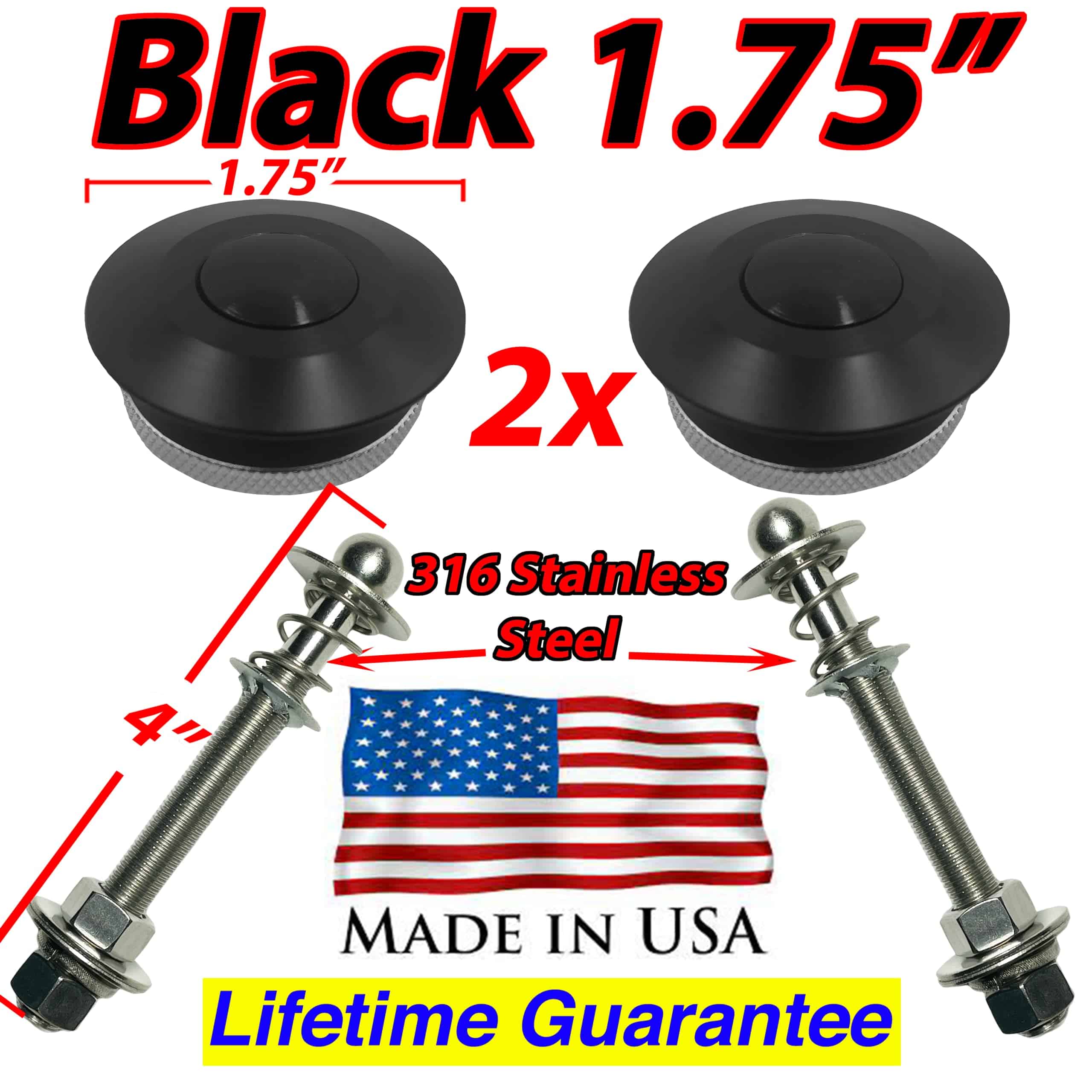 Set de 2 Pasadores de Capó de Botón Rápido de 1.75" Hechos - Imagen 4