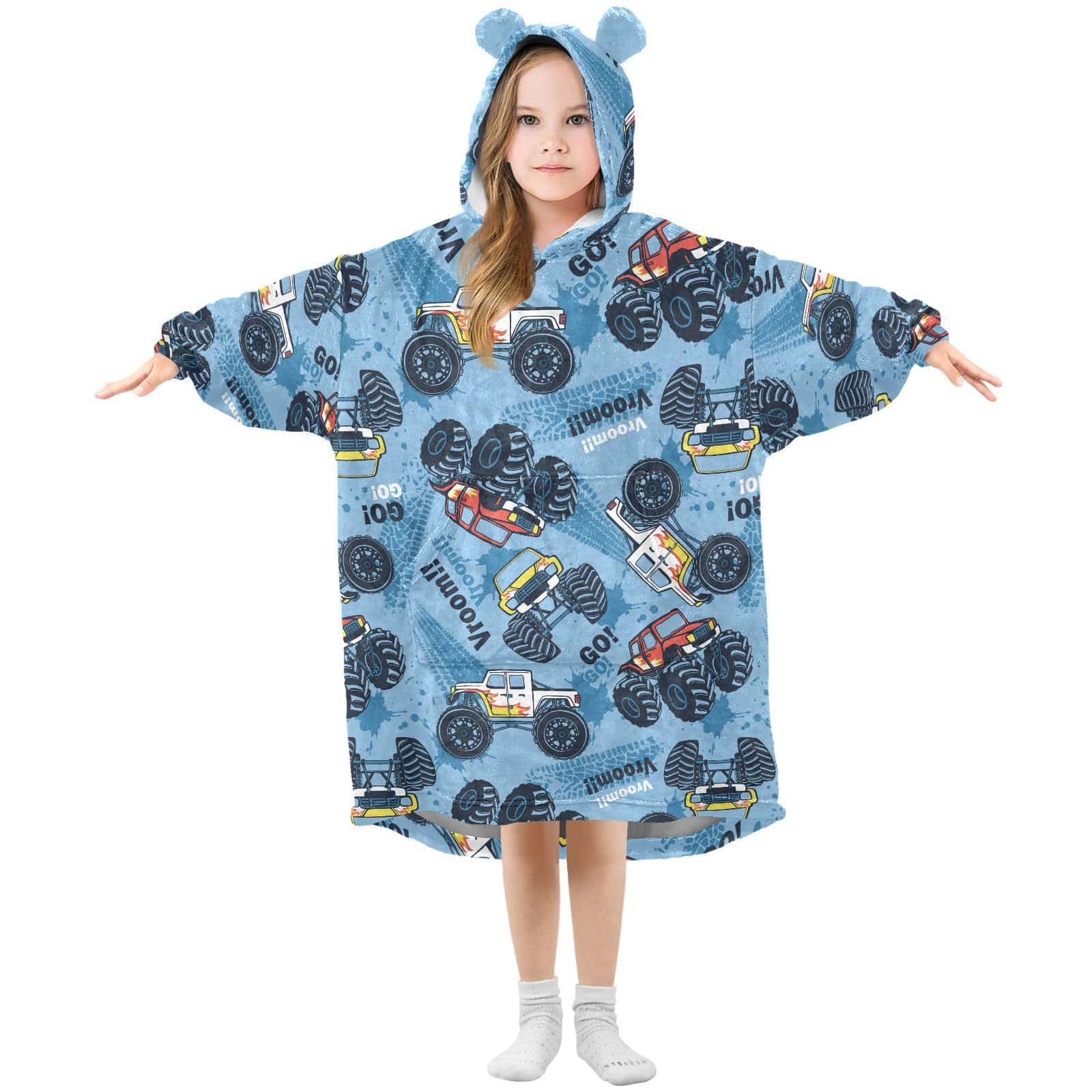 Manta con Capucha Monster Truck Car para Niños, Súper Suave