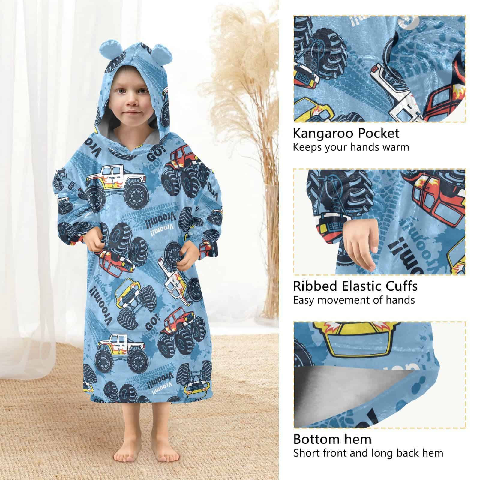 Manta con Capucha Monster Truck Car para Niños, Súper Suave - Imagen 5