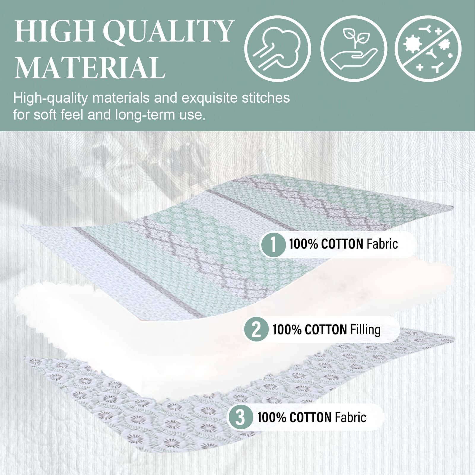 SahSahCasa Quilt Queen Size, Set de Colcha Queen, Colcha - Imagen 5