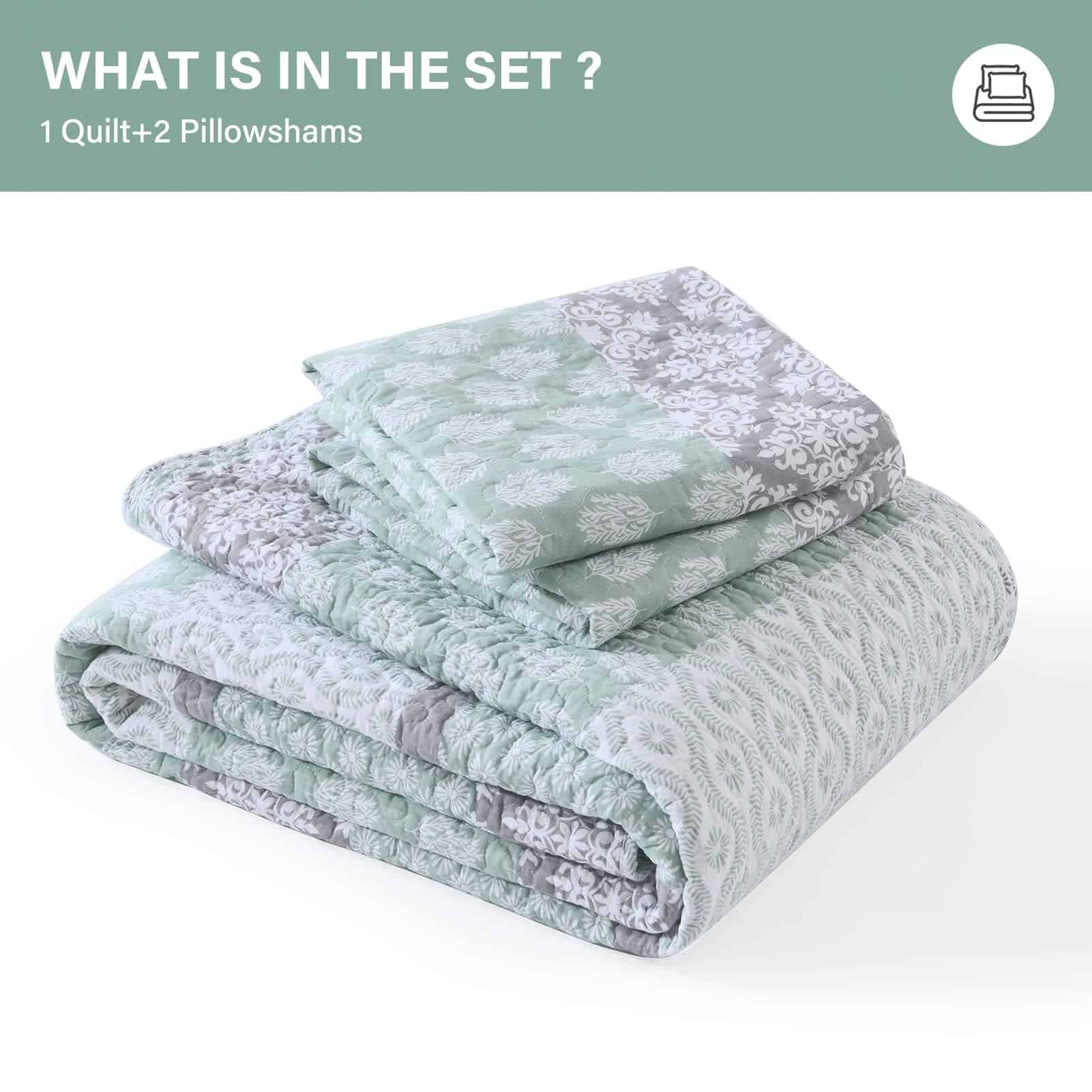 SahSahCasa Quilt Queen Size, Set de Colcha Queen, Colcha - Imagen 6