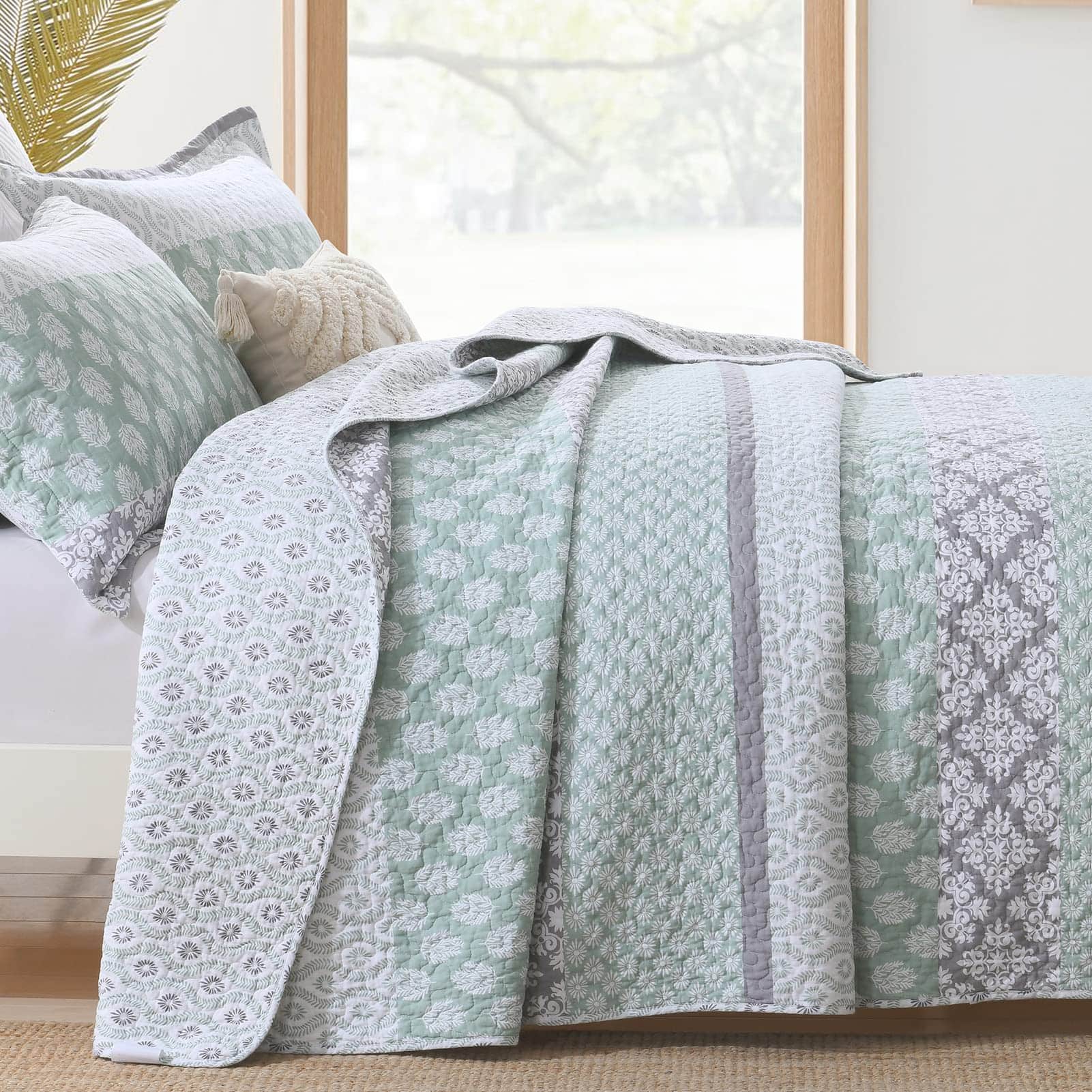 SahSahCasa Quilt Queen Size, Set de Colcha Queen, Colcha - Imagen 4