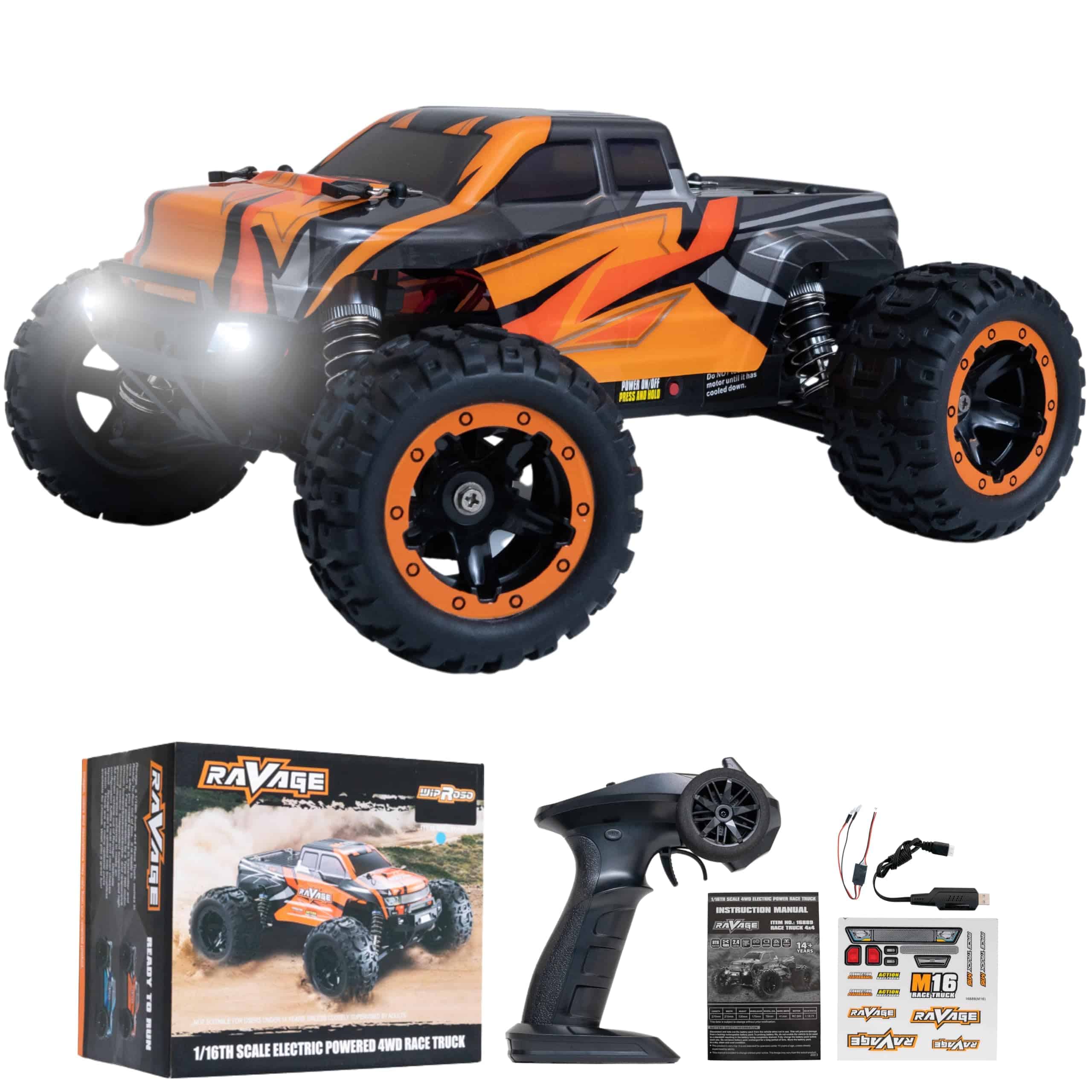 wiproso 1/16th Scale Electric Powered 4WD Race -Naranja