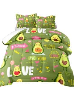 Juego de ropa de cama 3D con aguacate verde para niños,