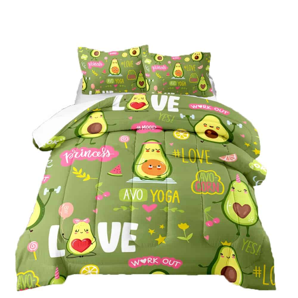 Juego de Ropa de Cama 3D de Aguacate Verde para Niños,