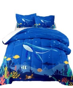 Set de Ropa de Cama de Ballena Azul 3D para Niños, Juego de