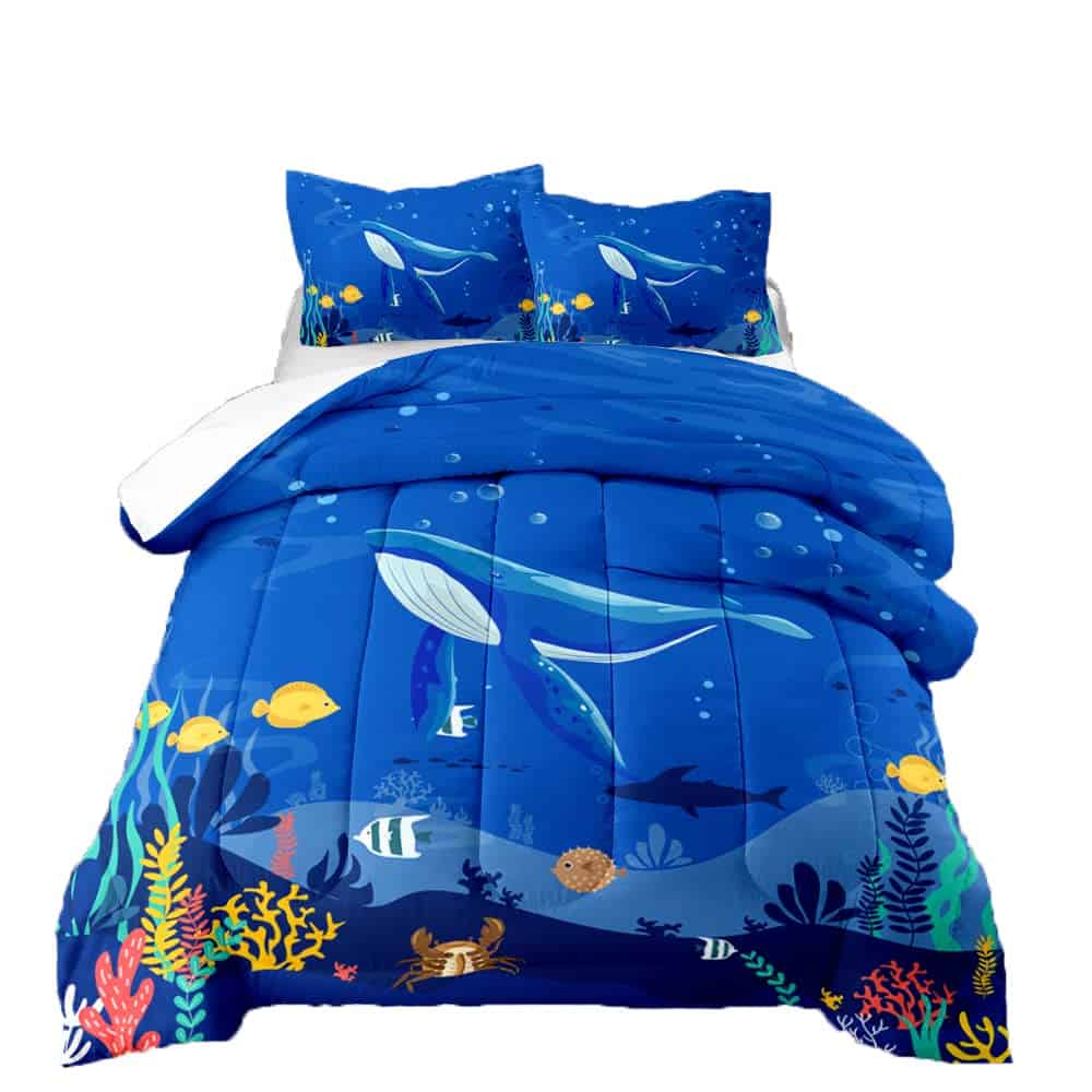 Set de Ropa de Cama de Ballena Azul 3D para Niños, Juego de