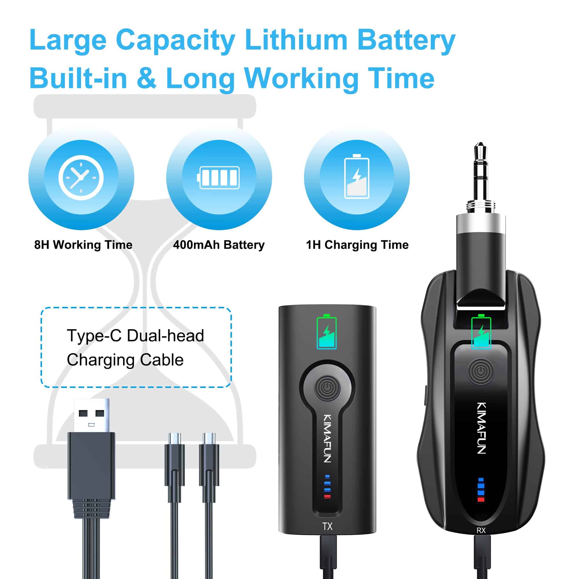 Micrófono Inalámbrico Lavalier KIMAFUN, Trabaja 8hs/165FT - Imagen 9