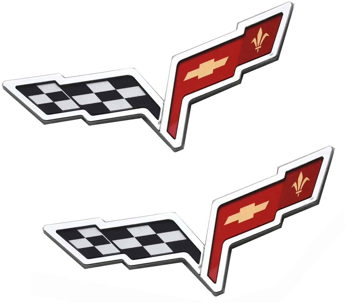 2 Piezas Emblemas de Cruce de Banderas Delanteras/Traseras