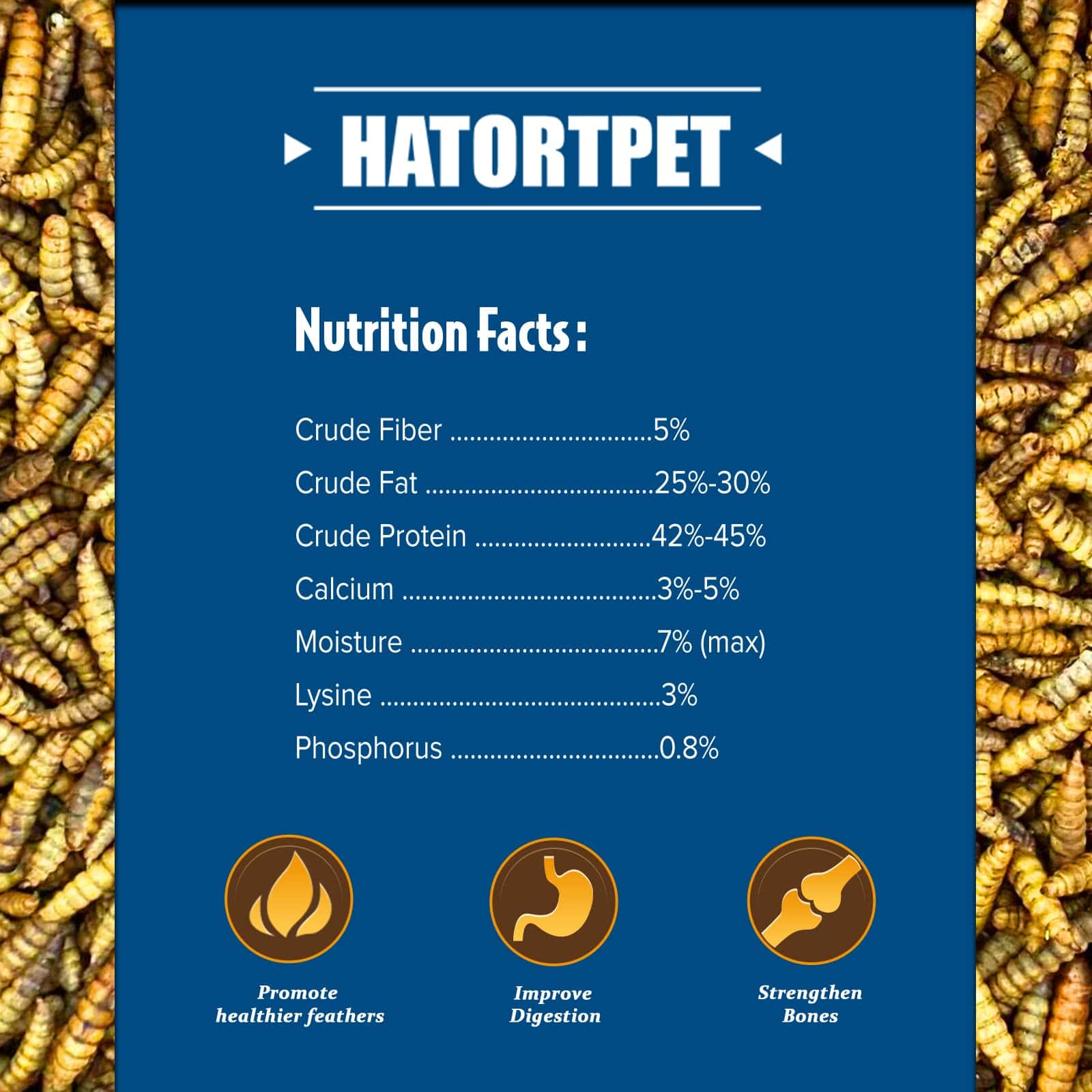 Hatortpet 5LB de Gusano de Soldado Seco de Alto Contenido - Imagen 4