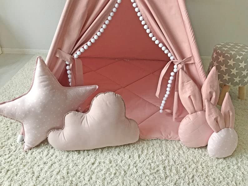 Tienda de Campaña RONGFA para Niños con Pom Pom Blanco - - Imagen 6