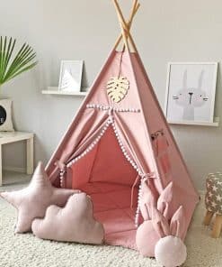 Tienda de Campaña RONGFA para Niños con Pom Pom Blanco -