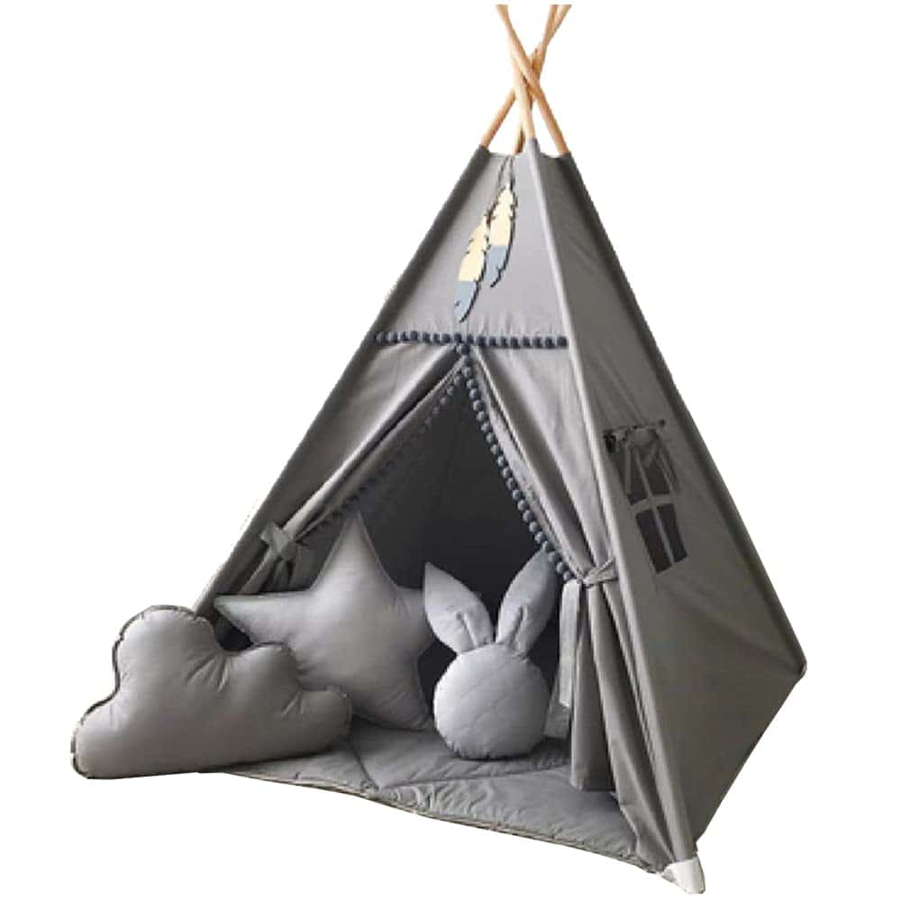 Tienda de Campaña para Niños con Pom Pom Blanco - Teepee - Imagen 3