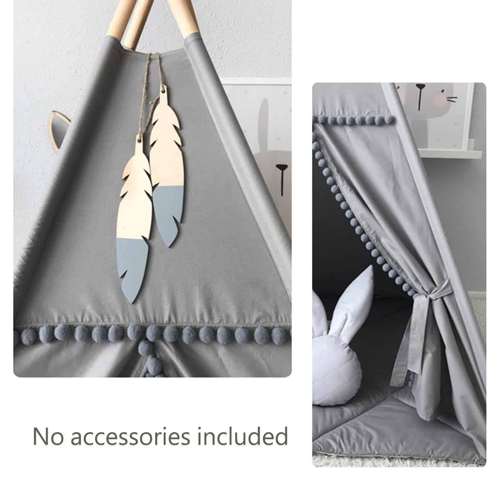 Tienda de Campaña para Niños con Pom Pom Blanco - Teepee - Imagen 6