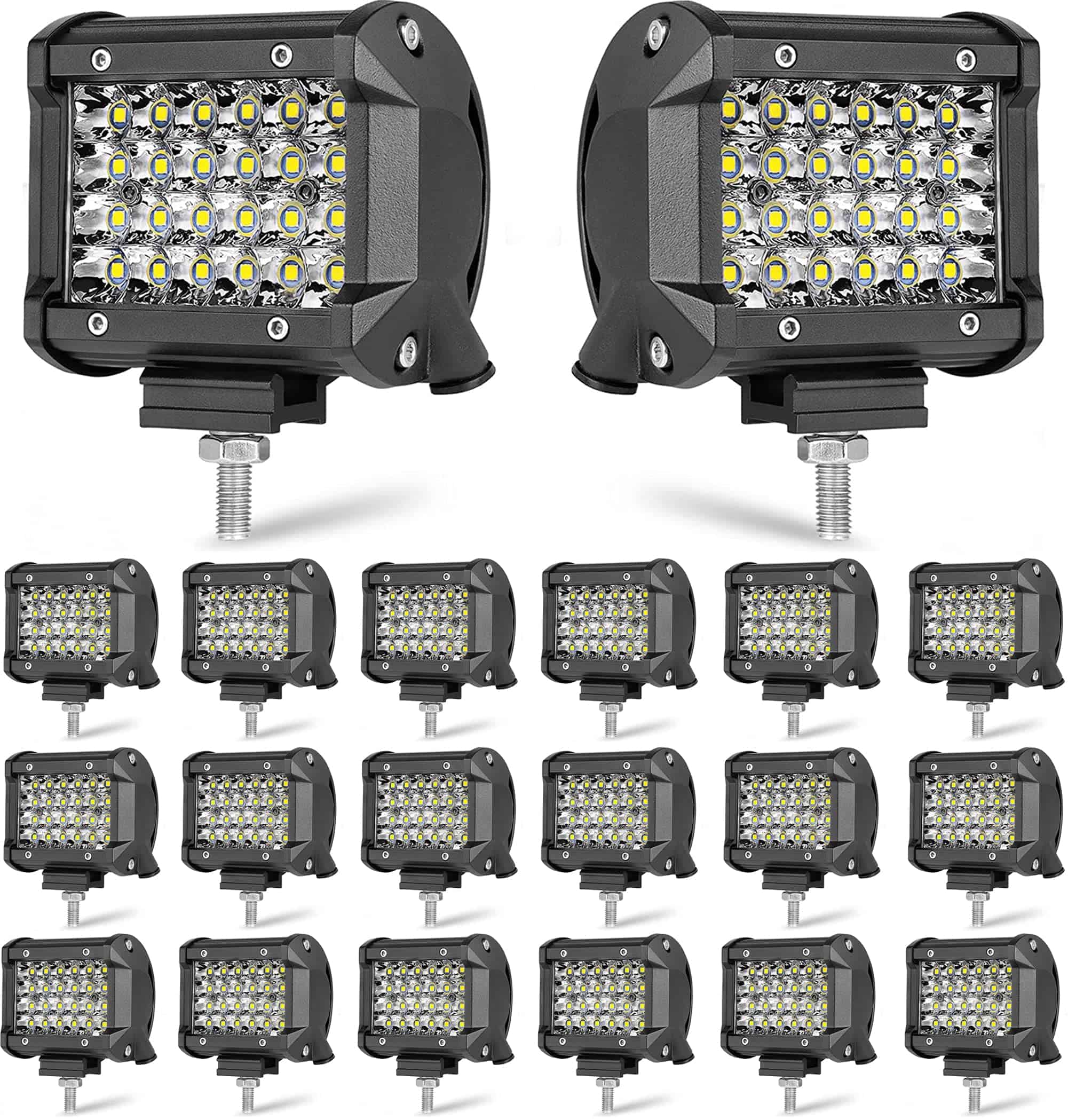 MUVKQC Luces de trabajo LED, 20PCS 4IN 72W Cuadrado Barra