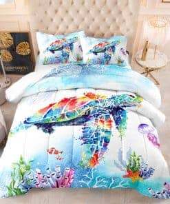Colcha de cama 3D DYCcolor Océano Tortuga Marina Juego de