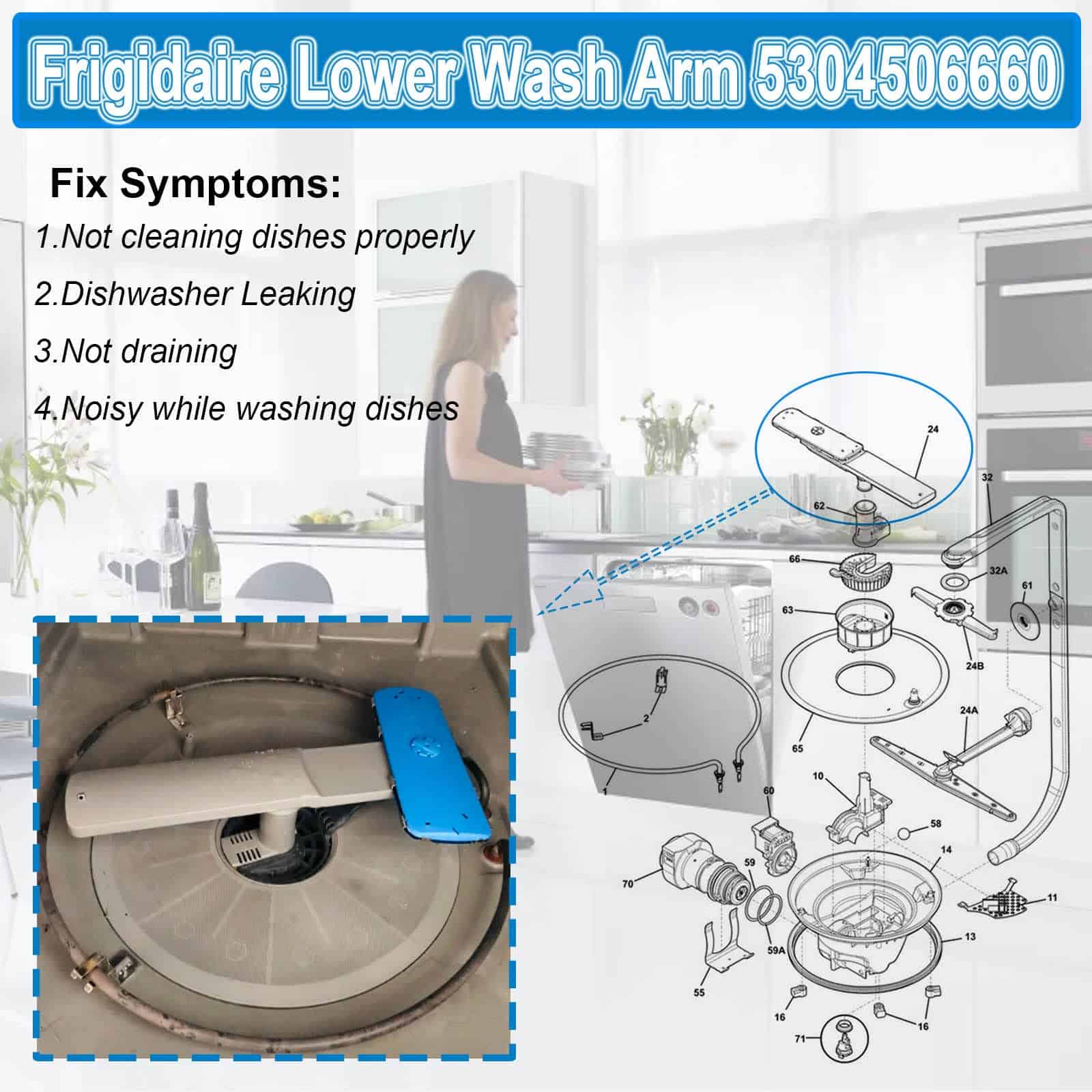 Actualización 5304506660 Brazo de lavado inferior para - Imagen 6