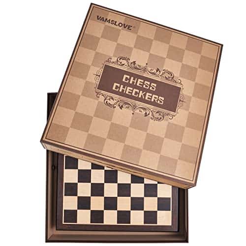 Juego de ajedrez y damas de madera VAMSLOVE 15.5" de gran - Imagen 8