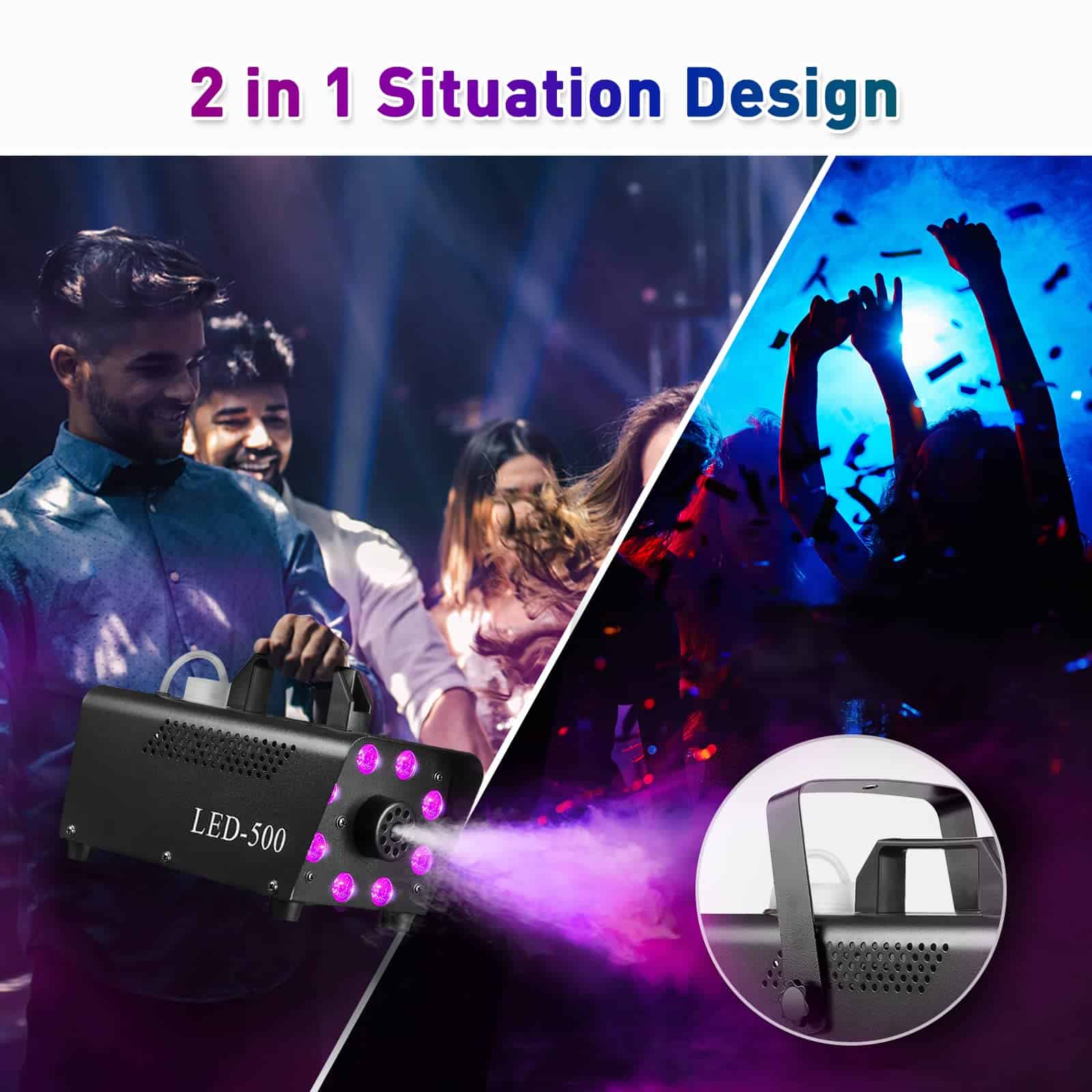 Máquina de Humo Litake, Máquina de Humo con 8 Luces LED y - Imagen 8