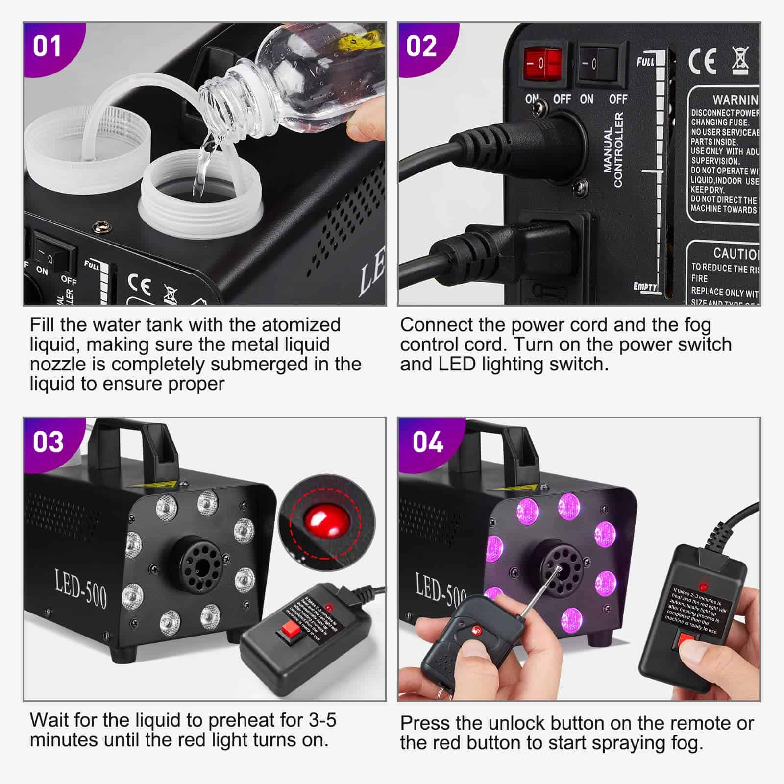 Máquina de Humo Litake, Máquina de Humo con 8 Luces LED y - Imagen 5