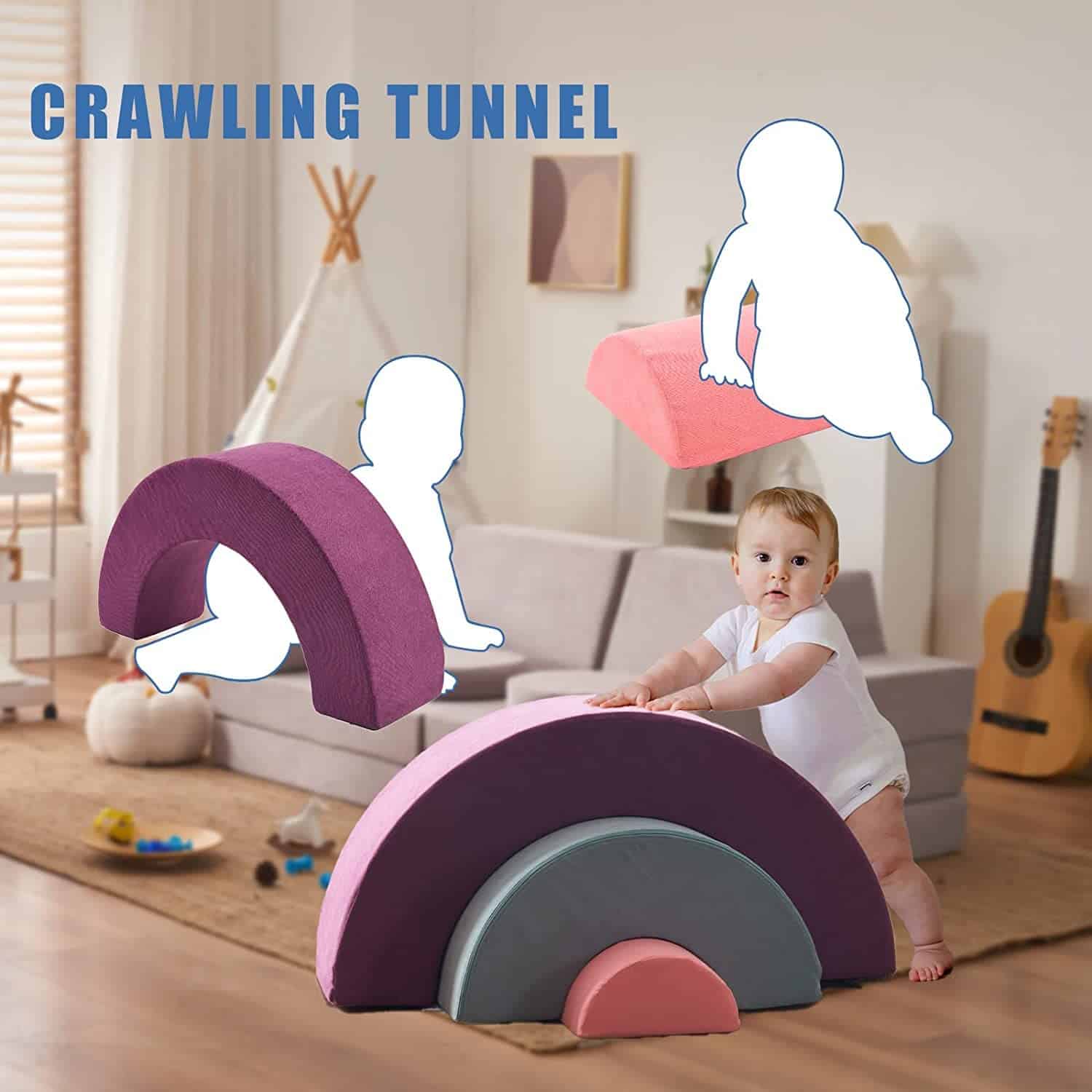 jela Kids Couch, Equipo de Juego Suave Arcoíris, Baby Gym - Imagen 9