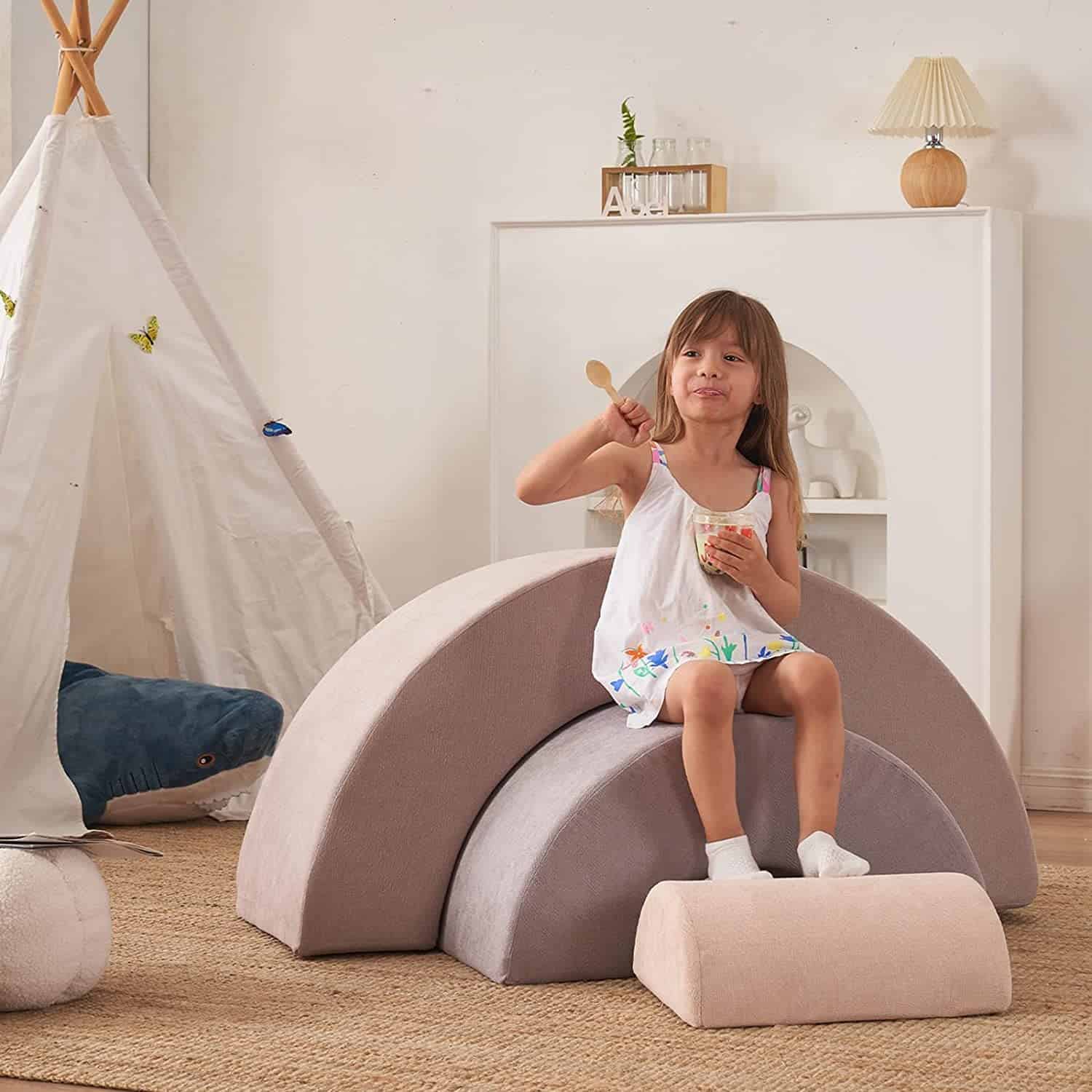 jela Kids Couch, Equipo de Juego Suave Arcoíris, Baby Gym