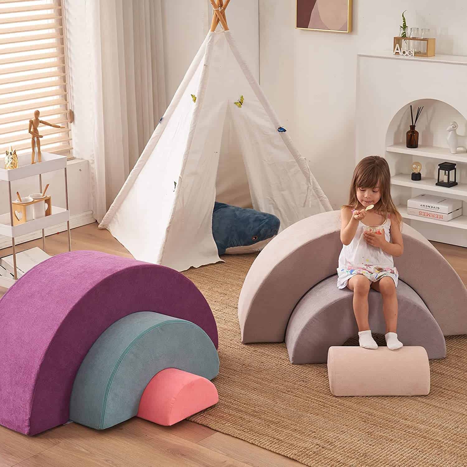 jela Kids Couch, Equipo de Juego Suave Arcoíris, Baby Gym - Imagen 7
