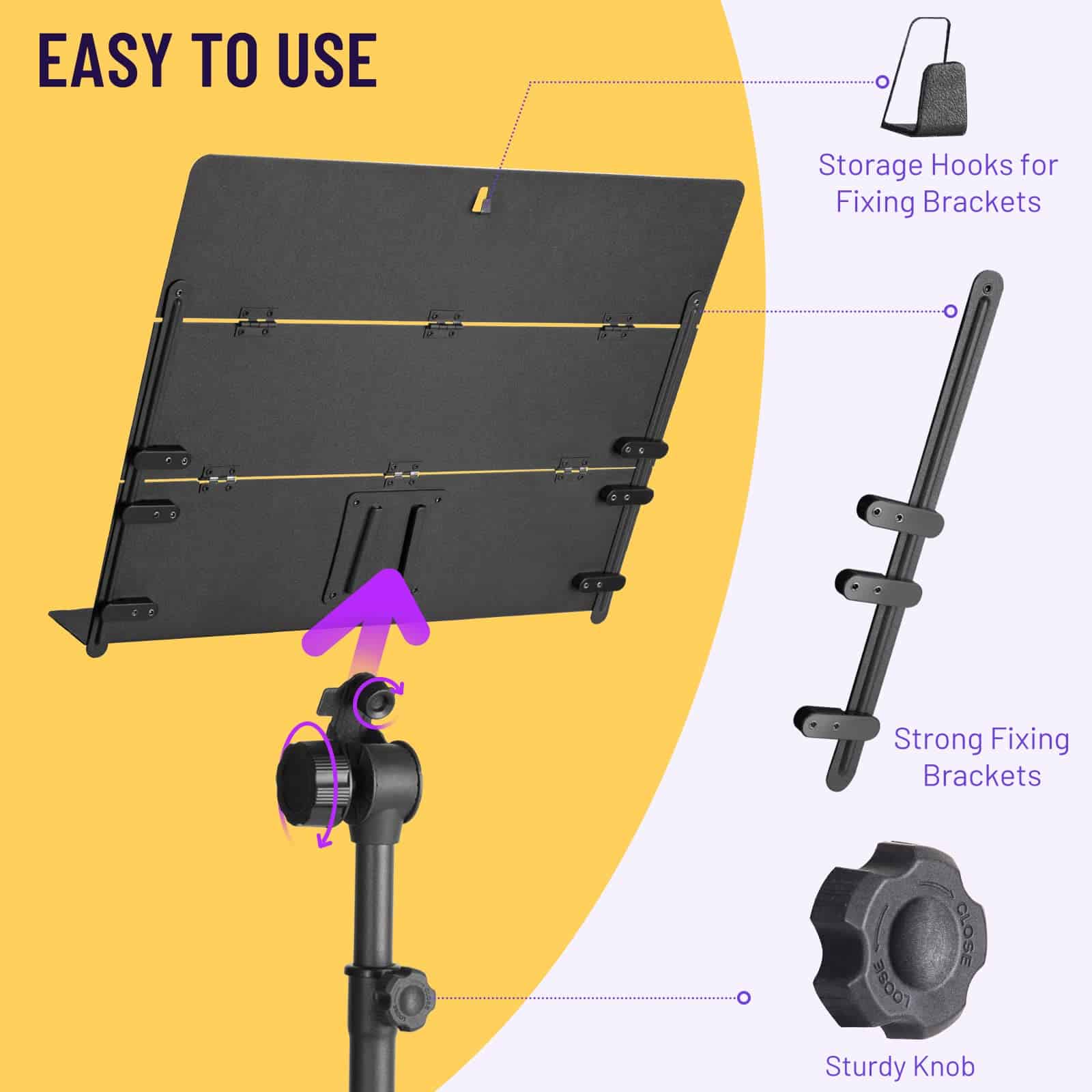 Soporte de partituras plegable CAHAYA con panel tríptico - Imagen 5