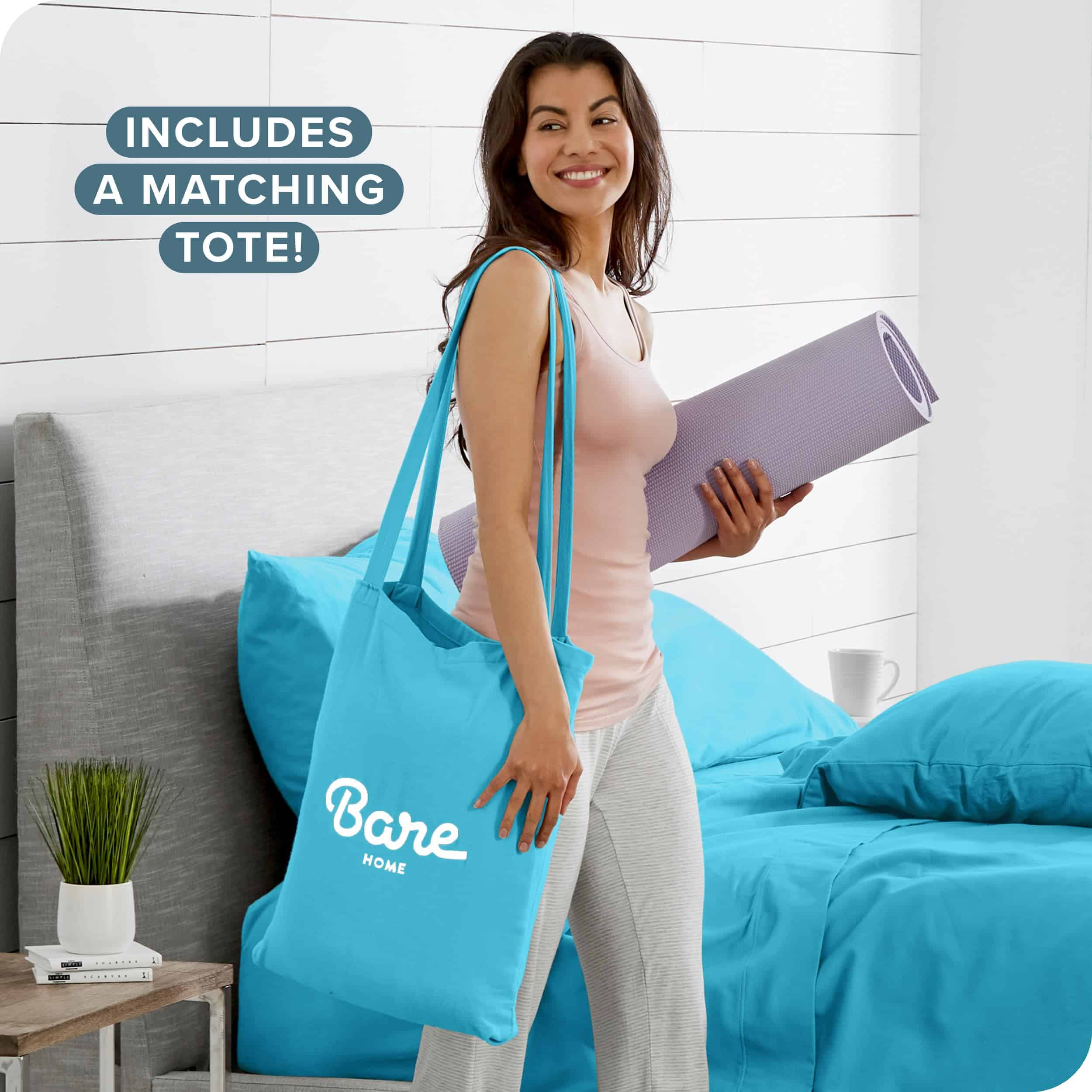 Juego de sábanas de franela Bare Home 100% -Aqua - Imagen 10