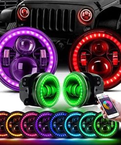 Faros RGB LED compatibles con Jeep Wrangler TJ LJ JK JKU, 7