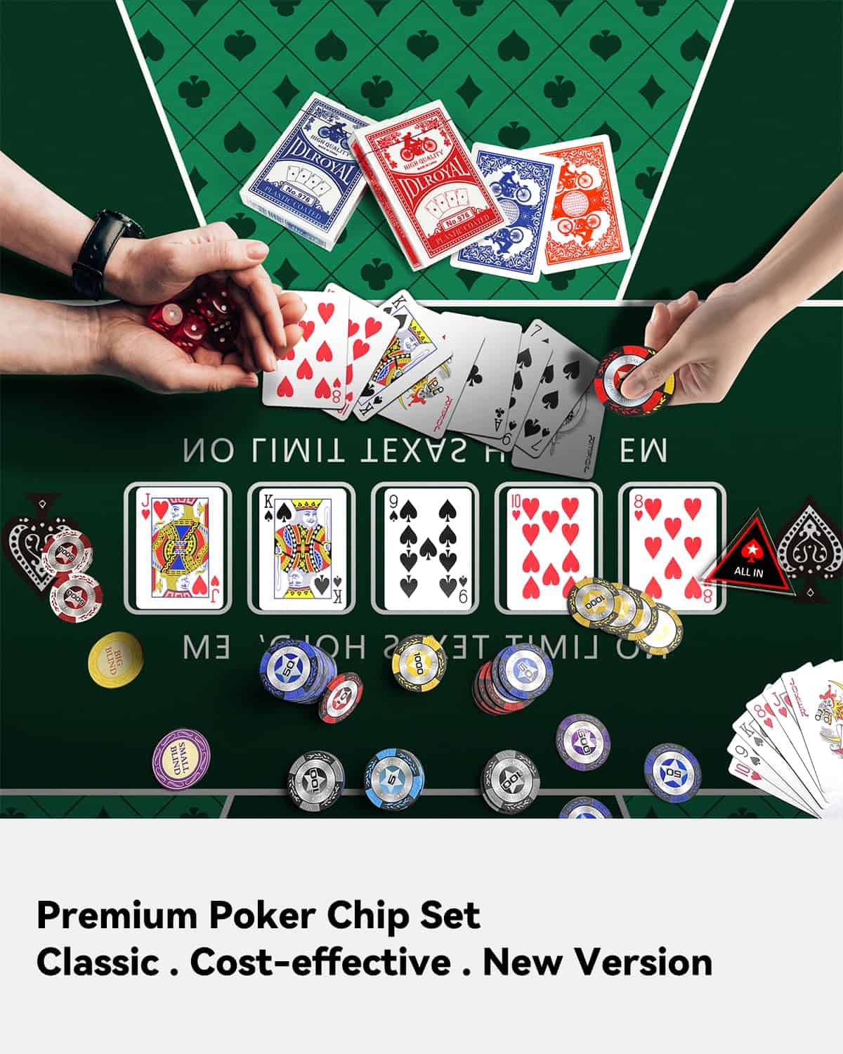 Juego de fichas de póquer de arcilla YUZPKRSI, set de 300 - Imagen 10