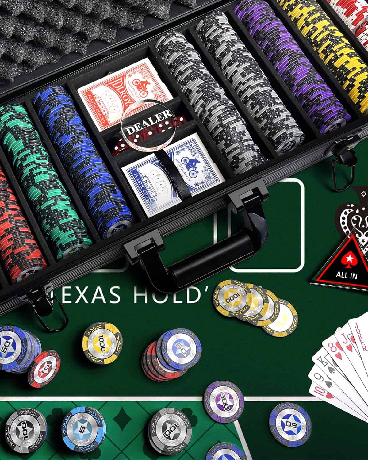 Juego de fichas de póquer de arcilla YUZPKRSI, set de 300 - Imagen 8