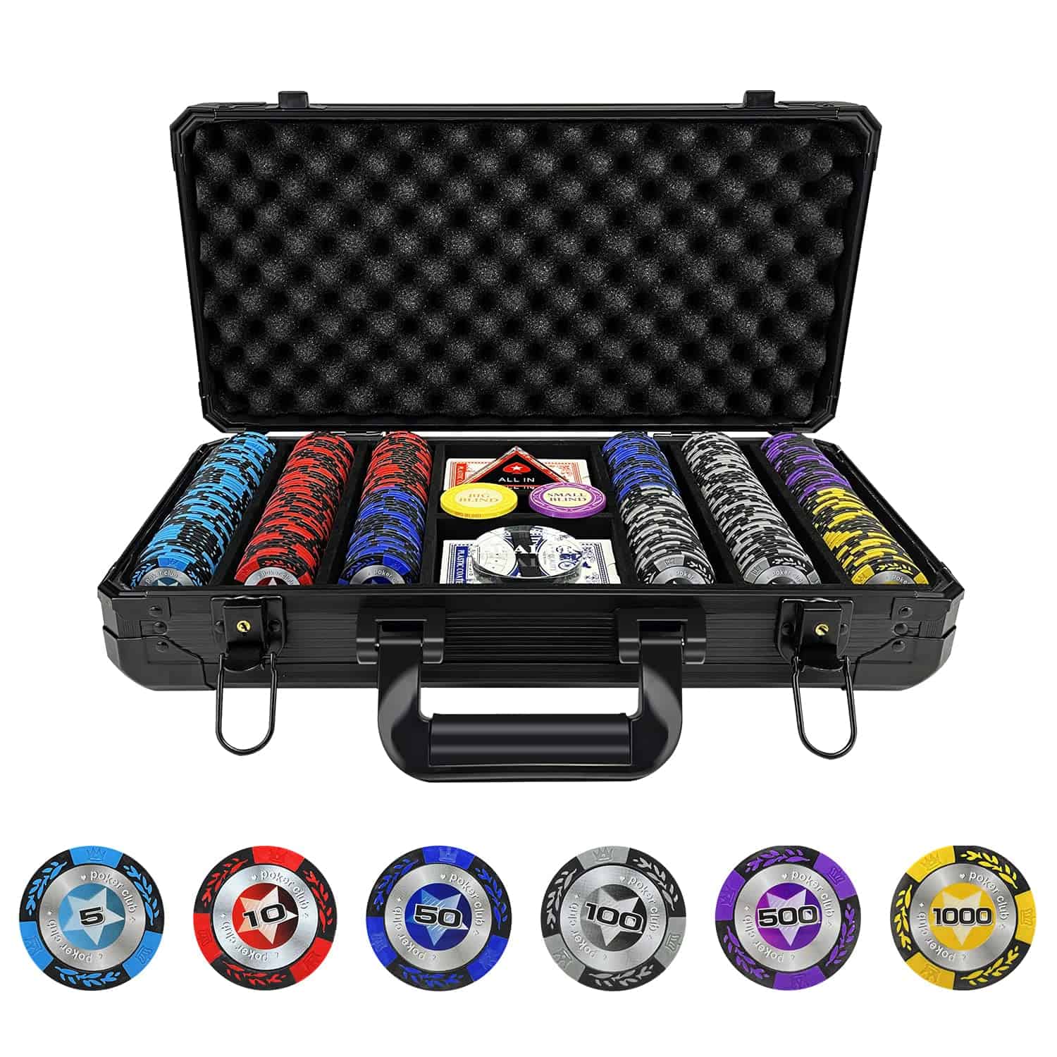 Juego de fichas de póquer de arcilla YUZPKRSI, set de 300