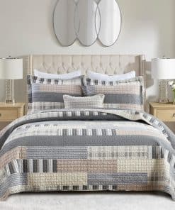 Juego de Edredón King Size SahSahCasa, -Gris/Marrón