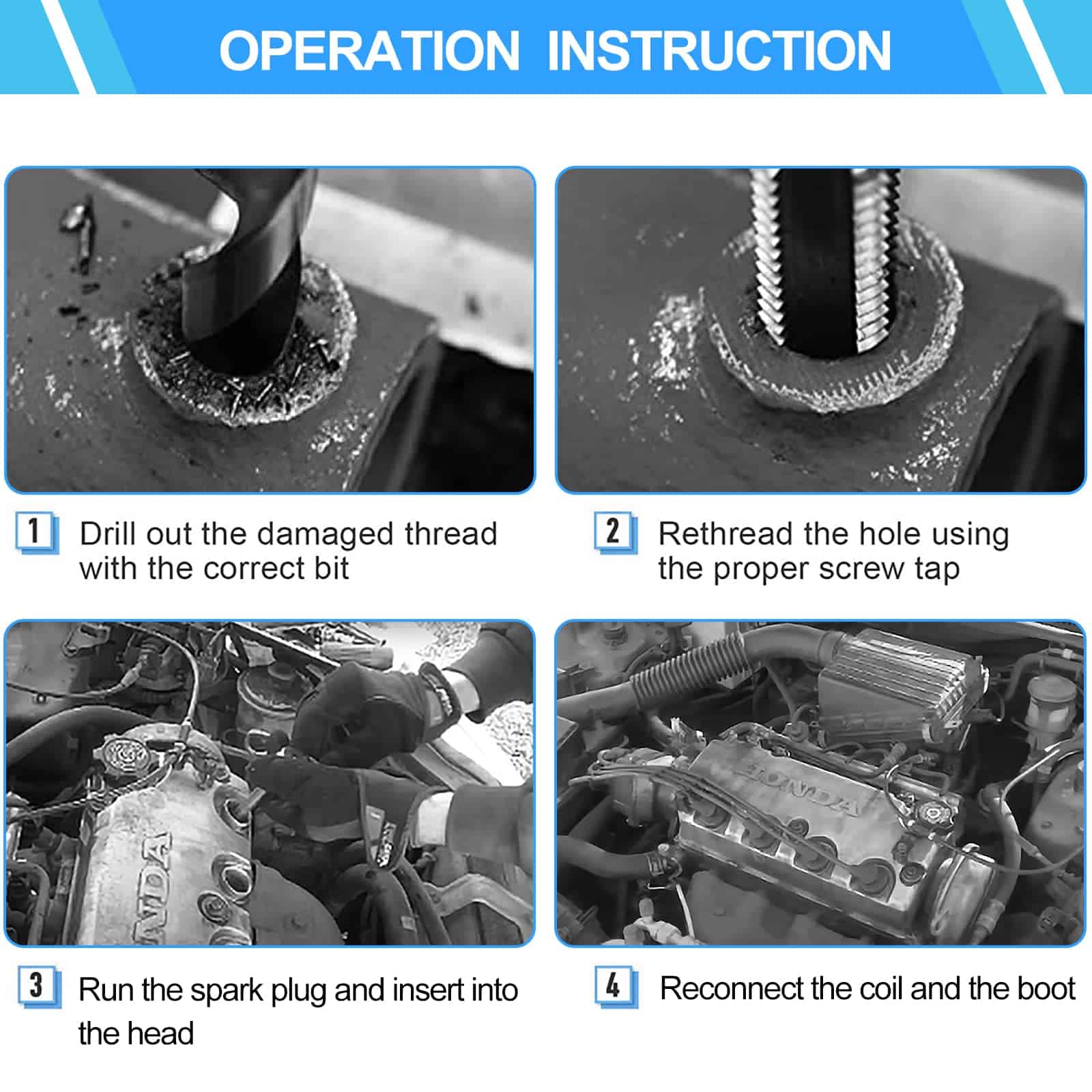 Kit de Reparación de Rosca de Bujía de 28 Piezas, Grifo y - Imagen 7